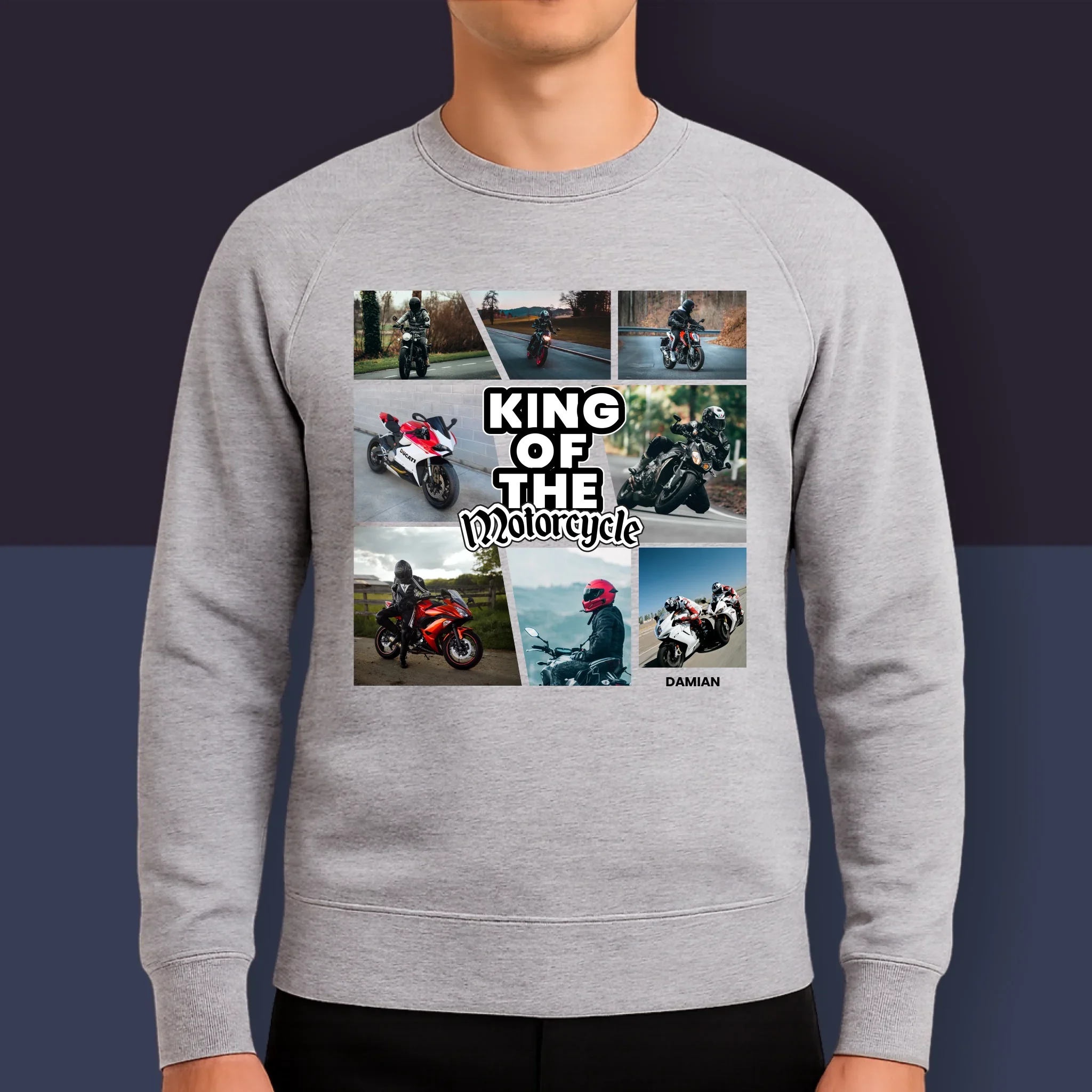 Fotokolaż: King Of The Motorcycle - Bluza Męska Z Kapturem - Image 9