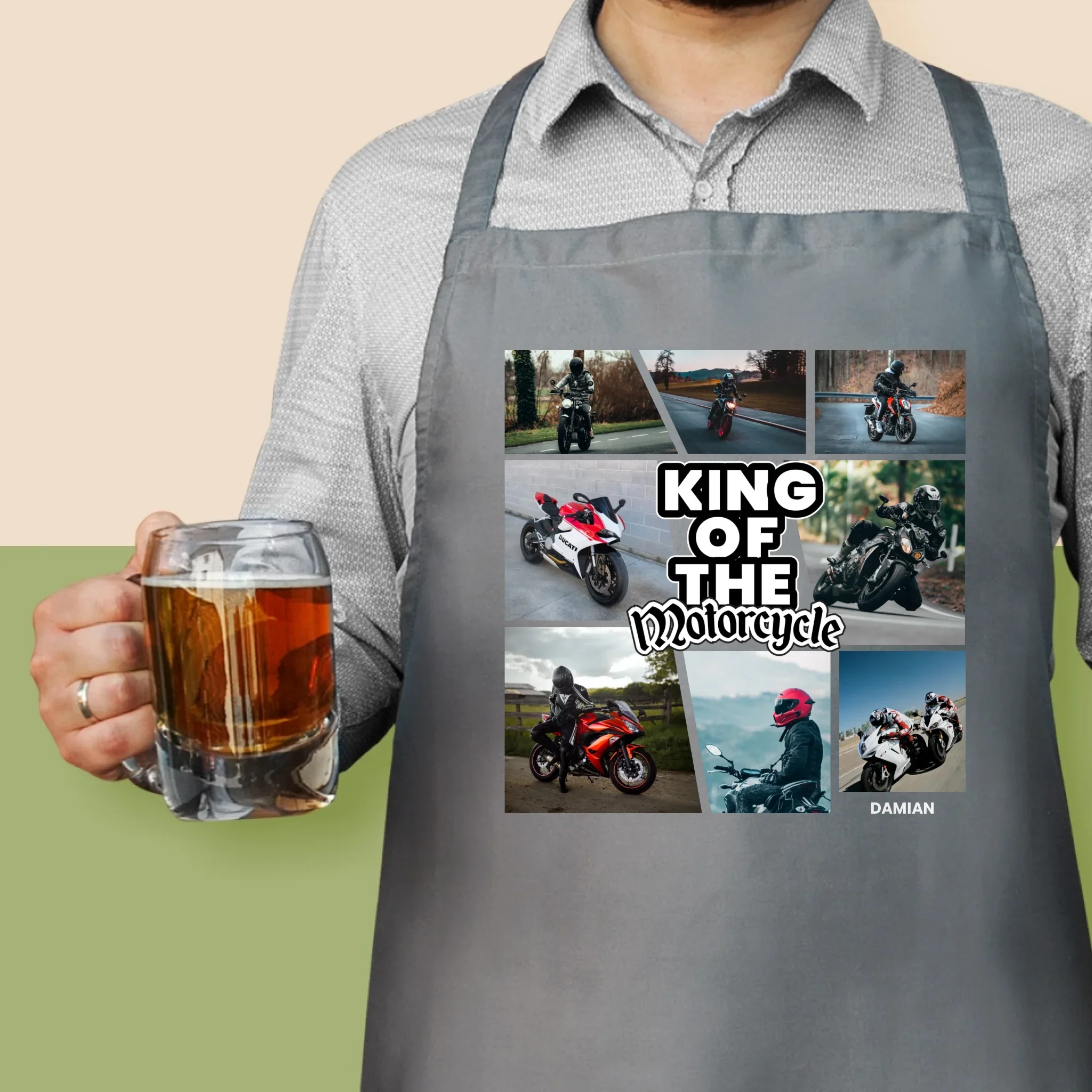 Fotokolaż: King Of The Motorcycle - Fartuch z Nadrukiem - Image 2