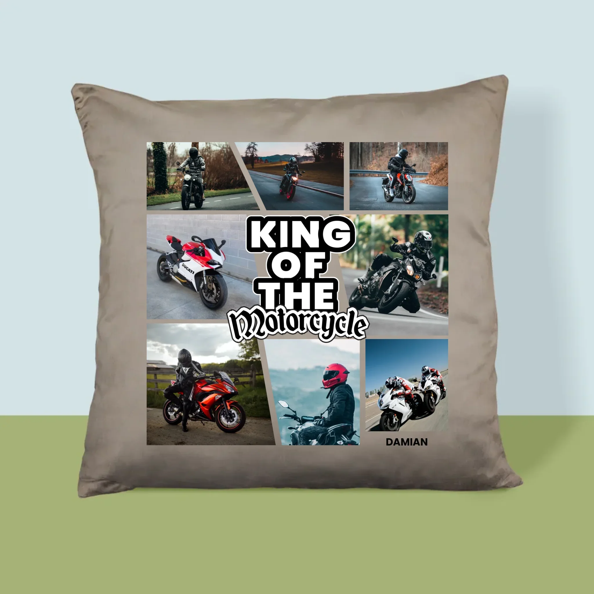 Fotokolaż: King Of The Motorcycle - Poduszka z Nadrukiem