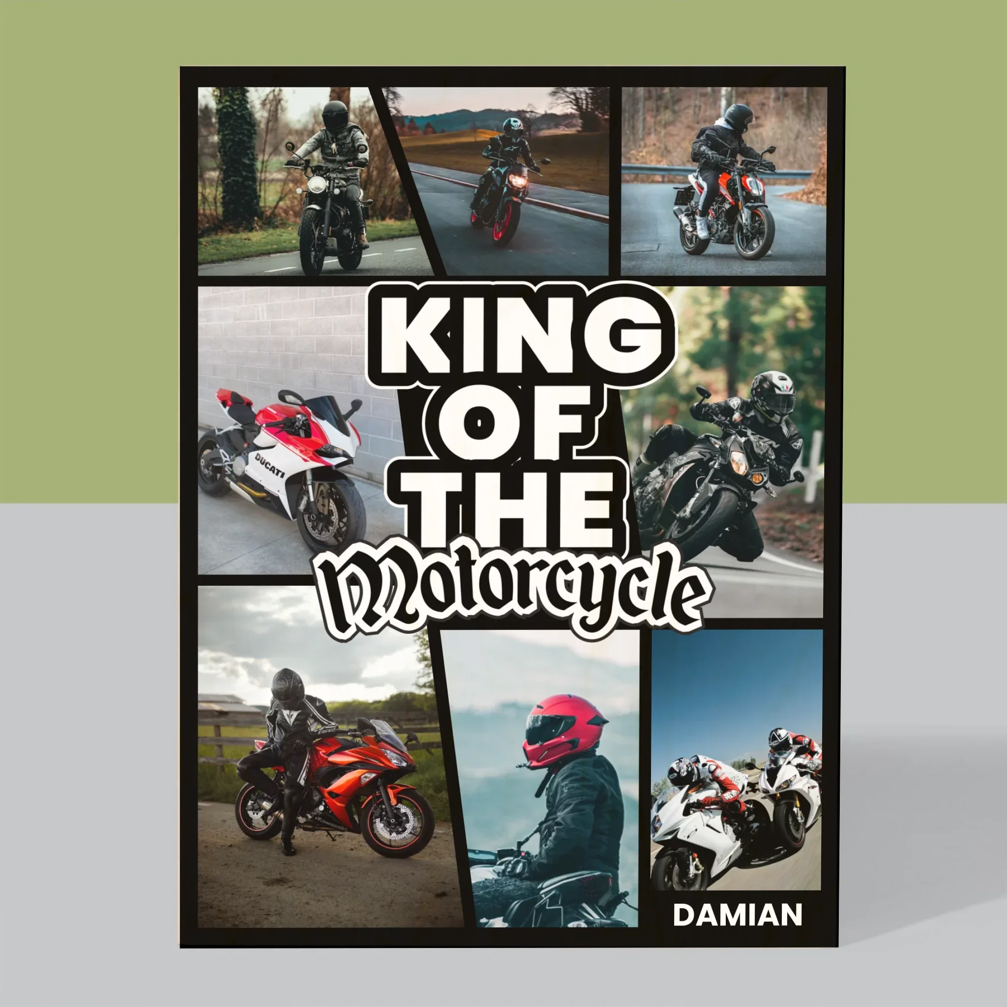 Fotokolaż: King Of The Motorcycle - Wydruk Na Drewnie - Image 3