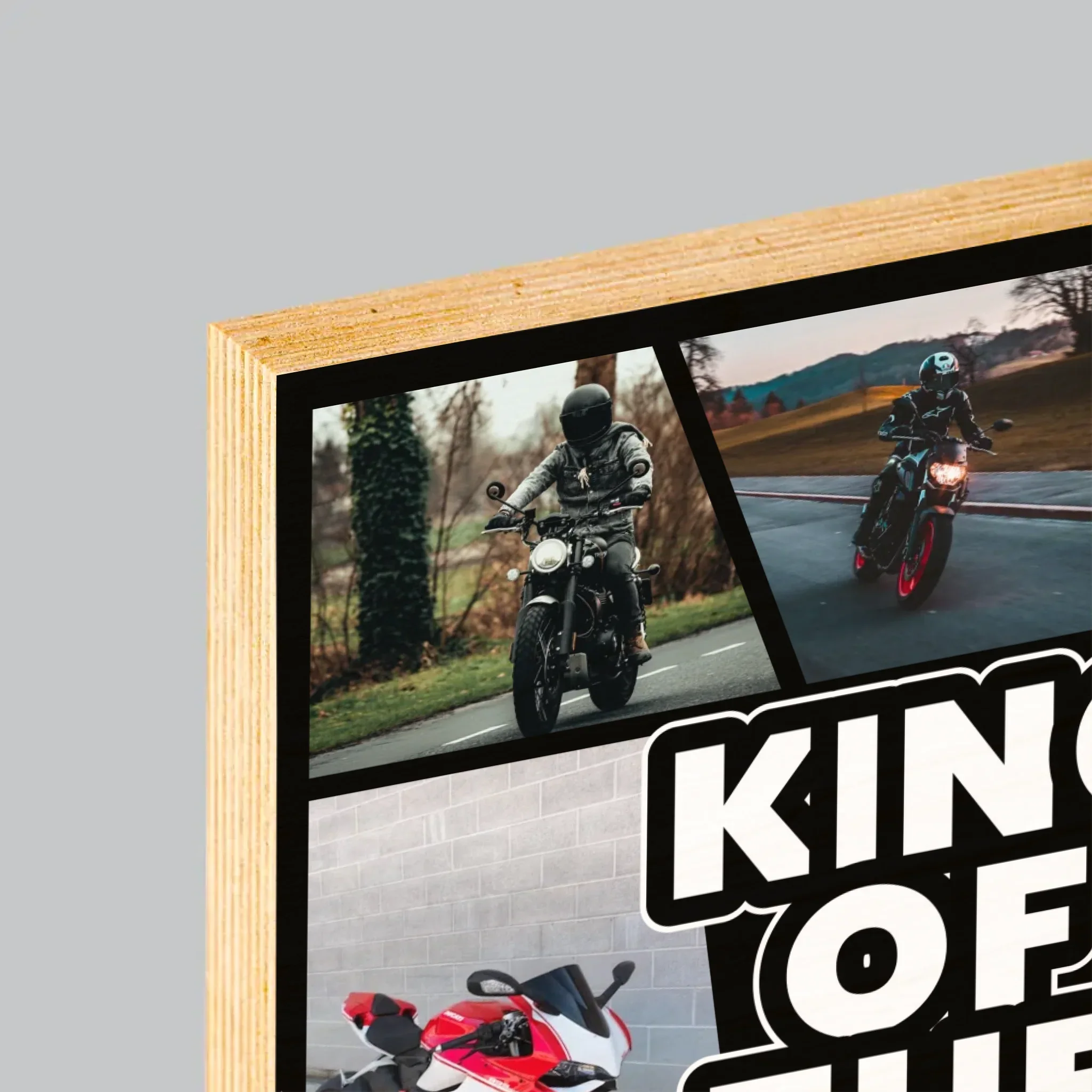 Fotokolaż: King Of The Motorcycle - Wydruk Na Drewnie - Image 4