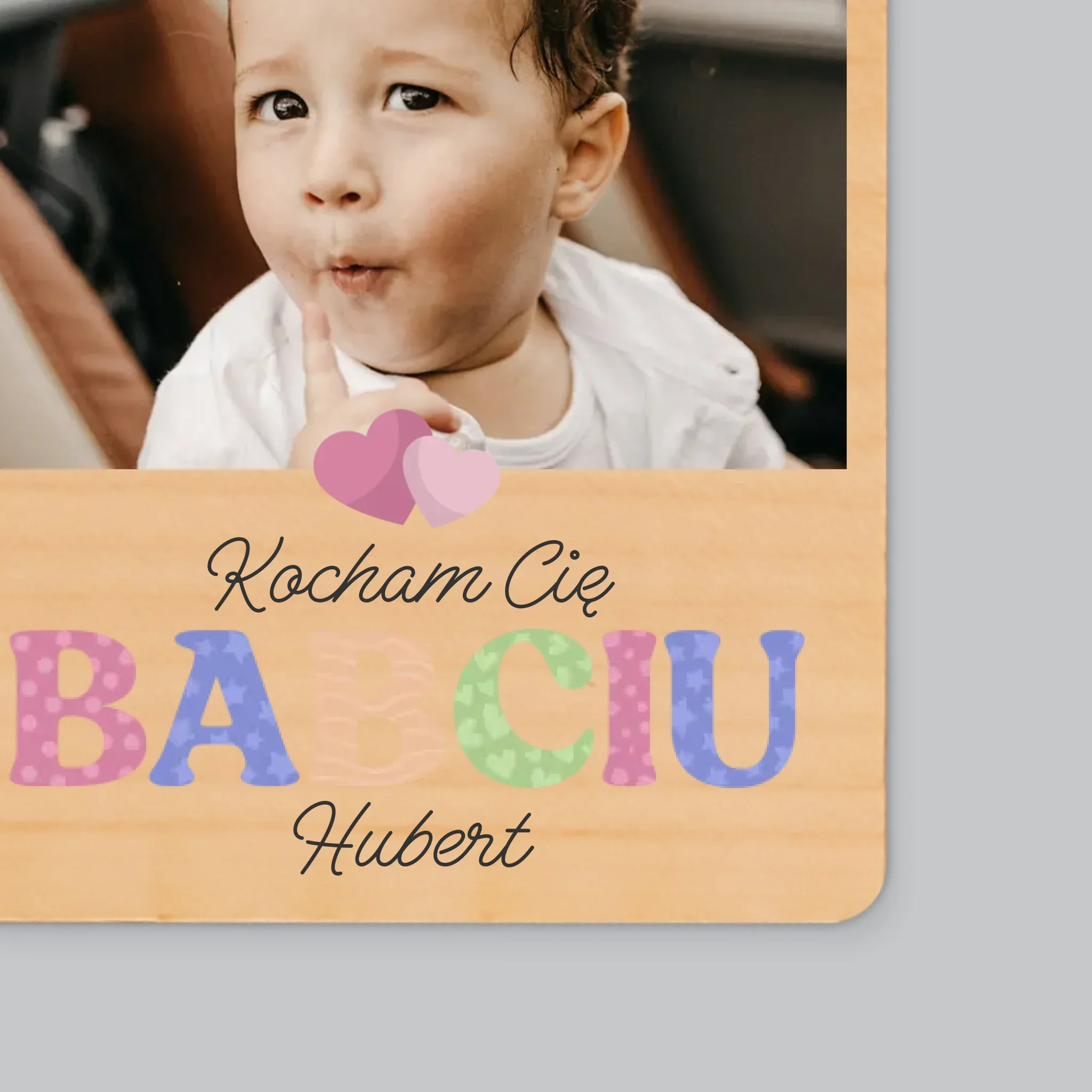 Fotokolaż: Kocham Cię Babciu - Magnes Drewniany - Image 2