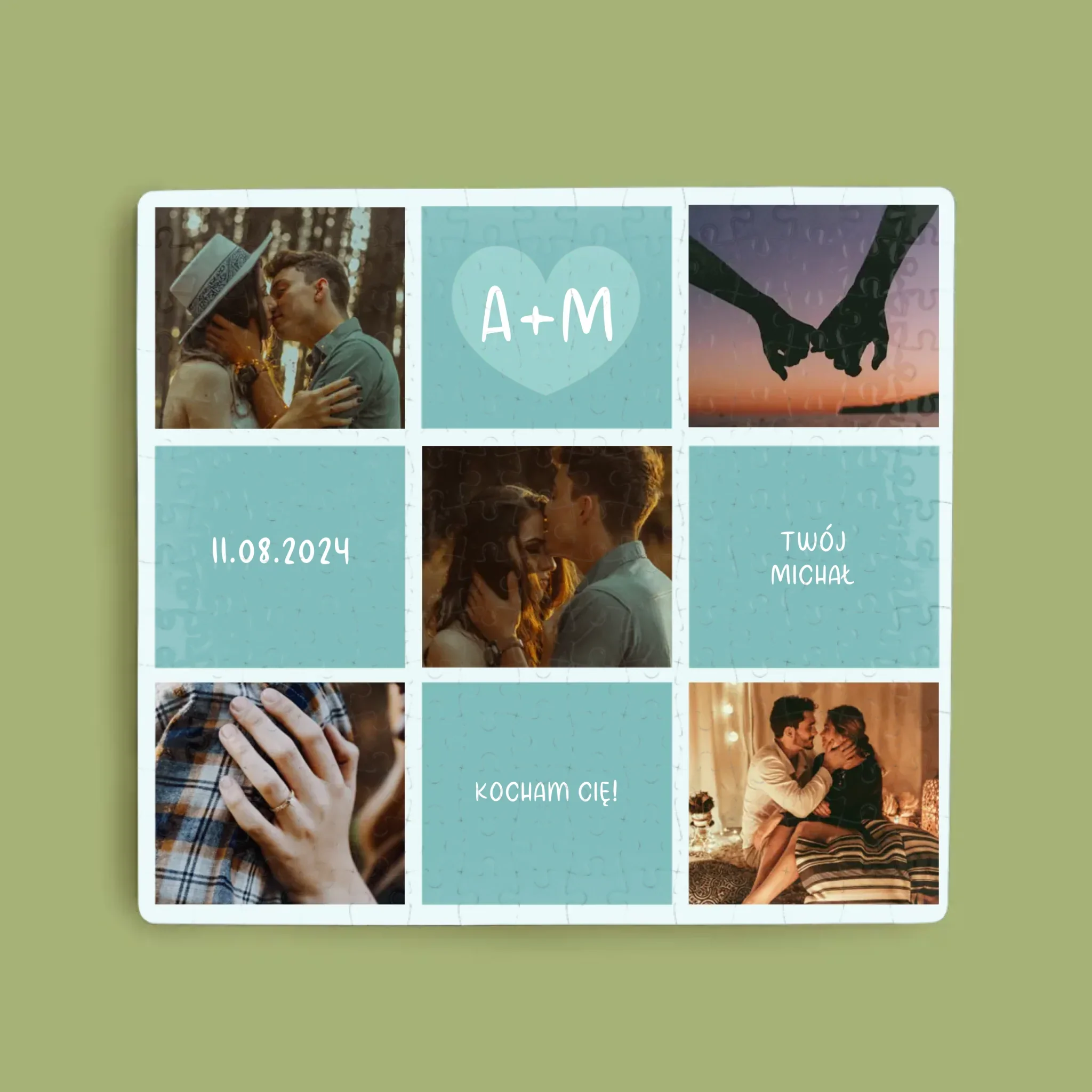Fotokolaż: Kocham Cię Inicjały - Personalizowane Puzzle - Image 3