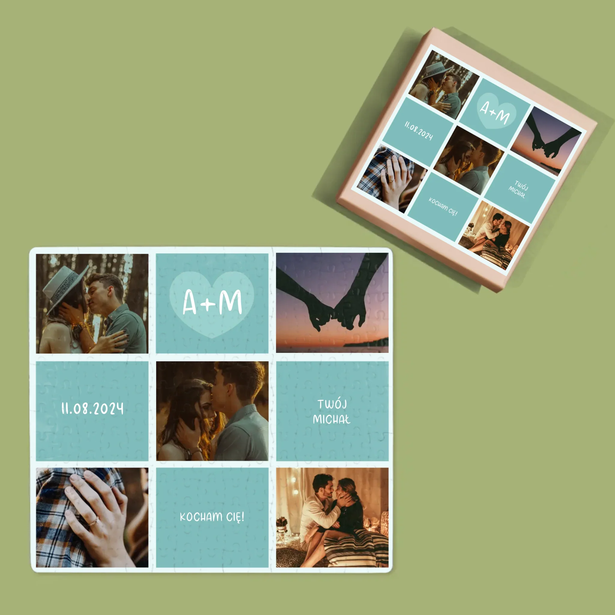 Fotokolaż: Kocham Cię Inicjały - Personalizowane Puzzle - Image 4