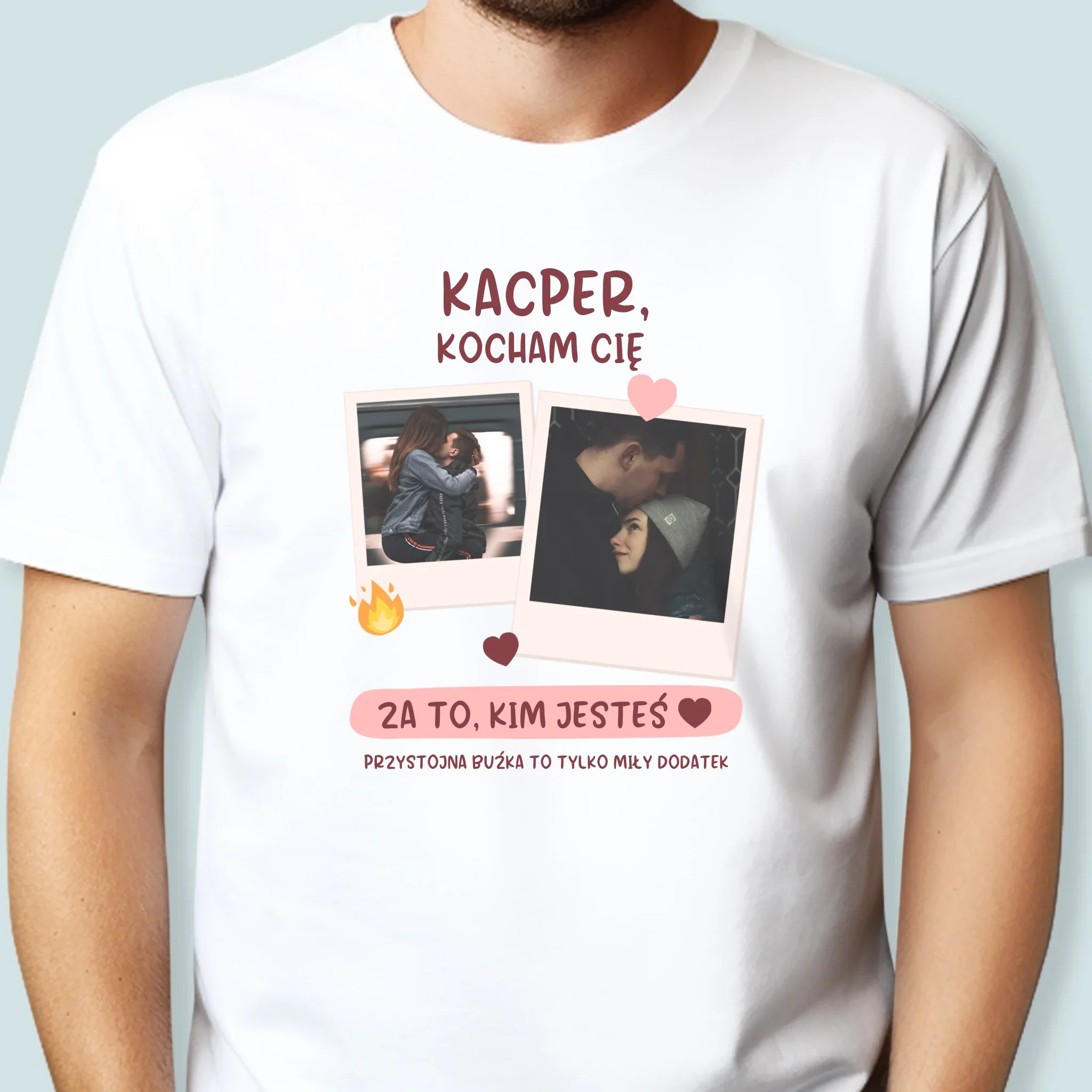 Fotokolaż: Kocham Cię Za To, Kim Jesteś - Koszulka Męska z Nadrukiem - Image 2