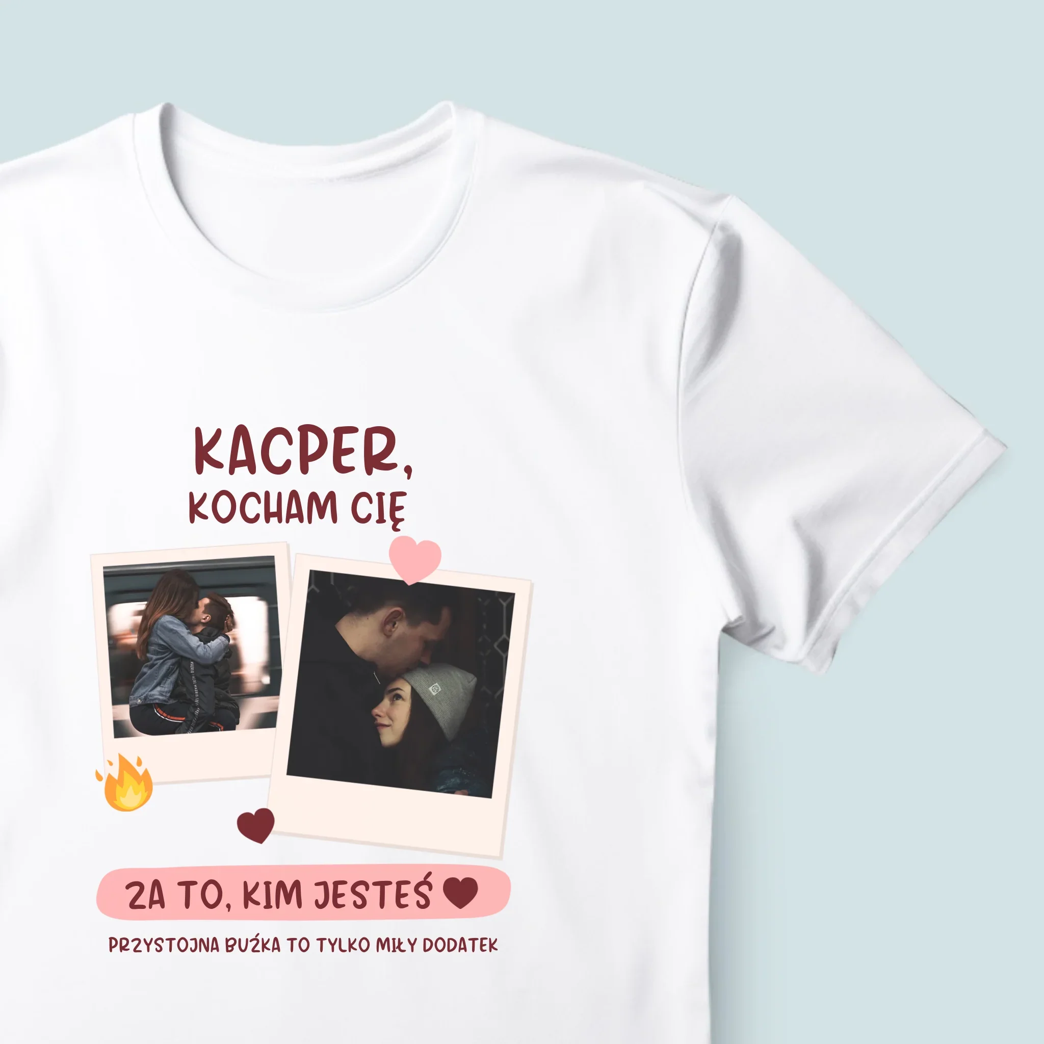 Fotokolaż: Kocham Cię Za To, Kim Jesteś - Koszulka Męska z Nadrukiem - Image 4