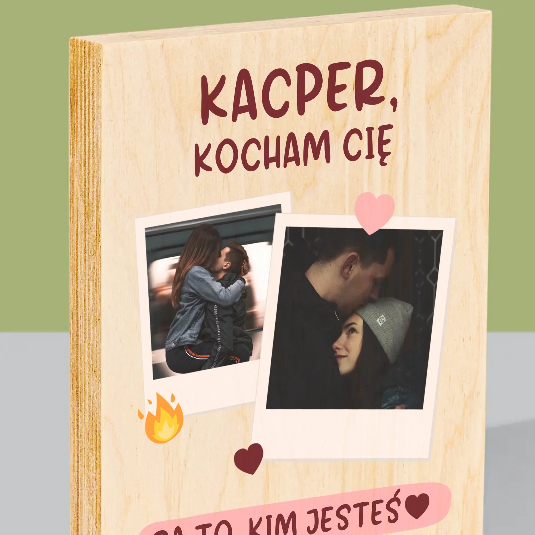 Fotokolaż: Kocham Cię Za To, Kim Jesteś - Wydruk Na Drewnie - Image 2