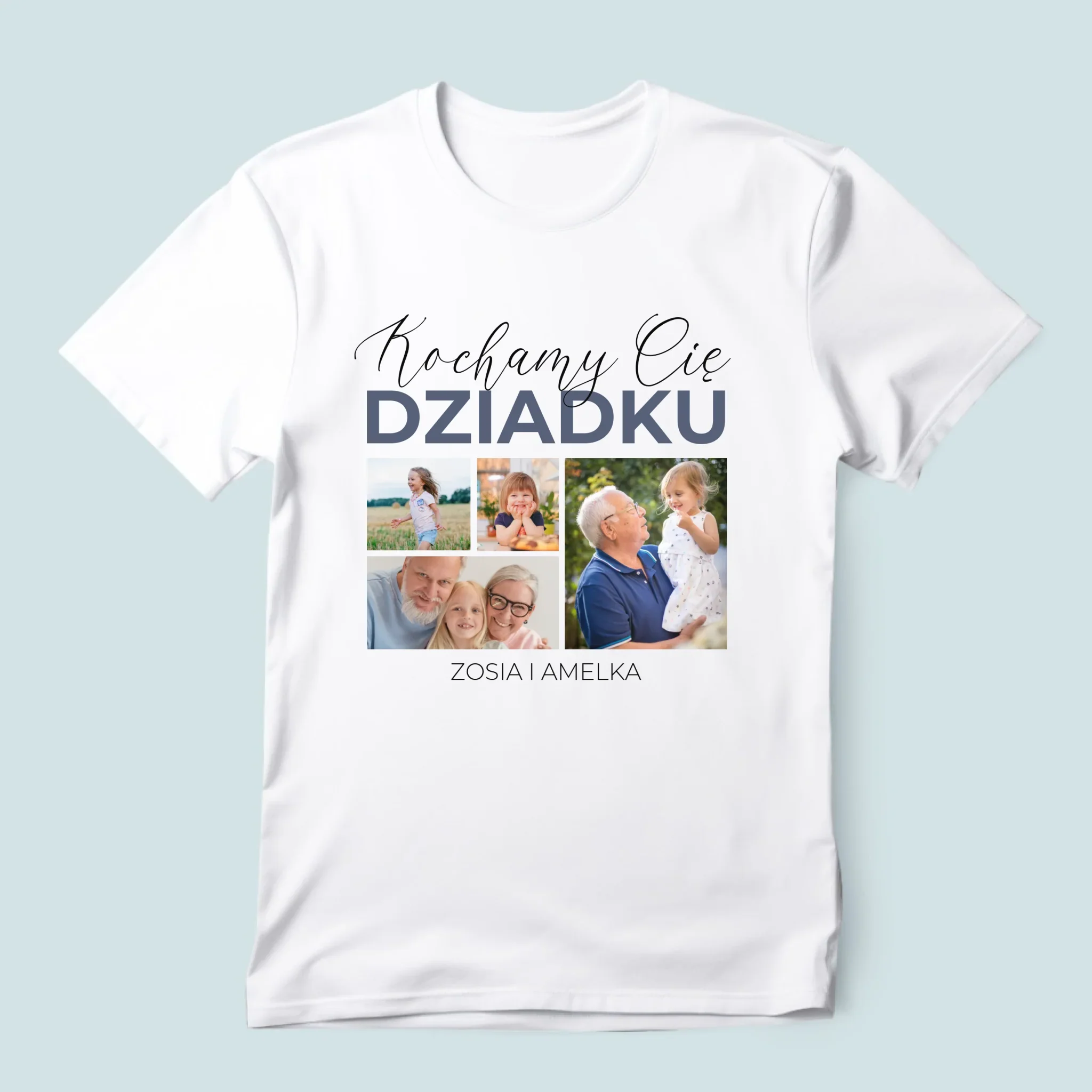 Fotokolaż: Kochamy Cię Dziadku - Koszulka Męska z Nadrukiem - Image 3