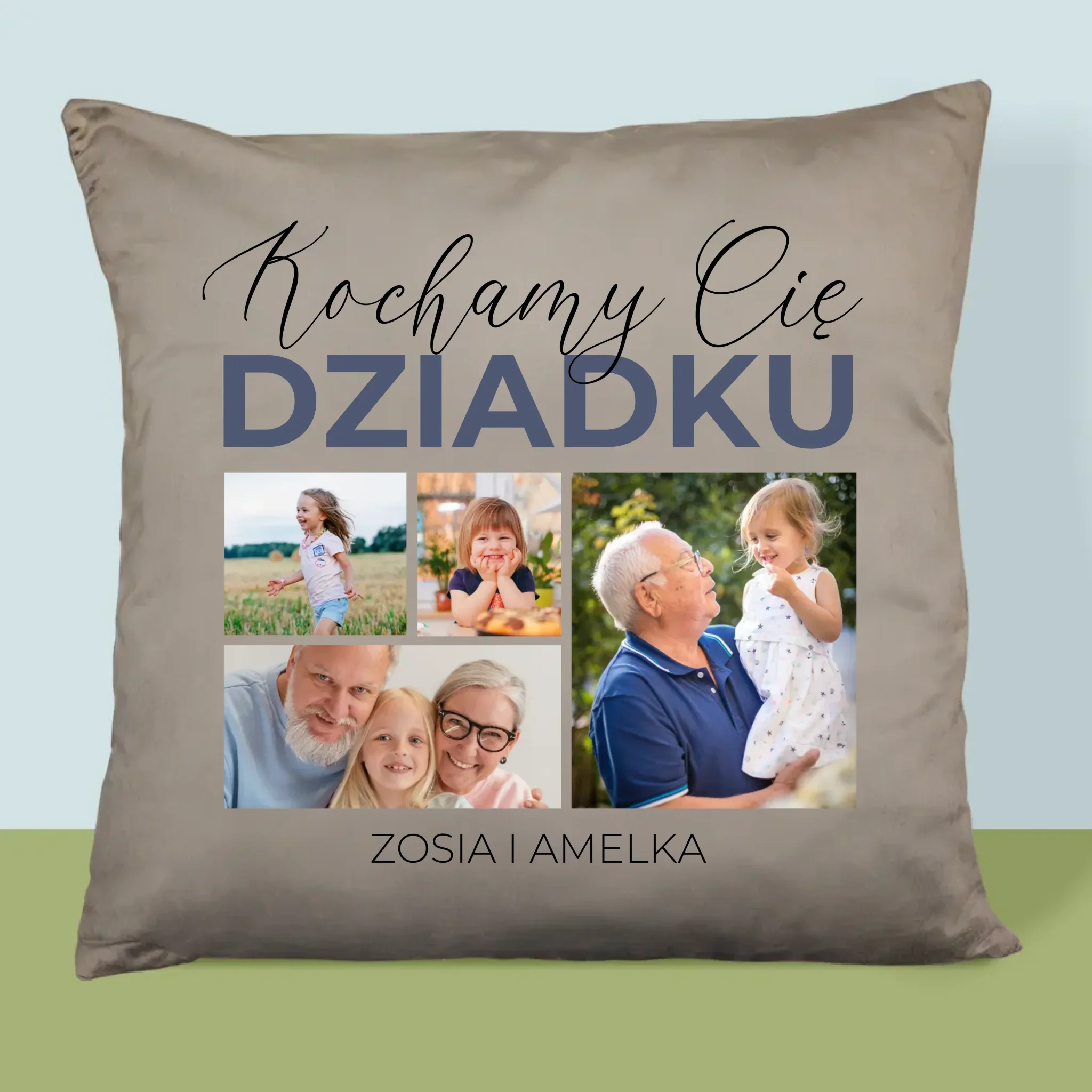 Fotokolaż: Kochamy Cię Dziadku - Poduszka z Nadrukiem - Image 3
