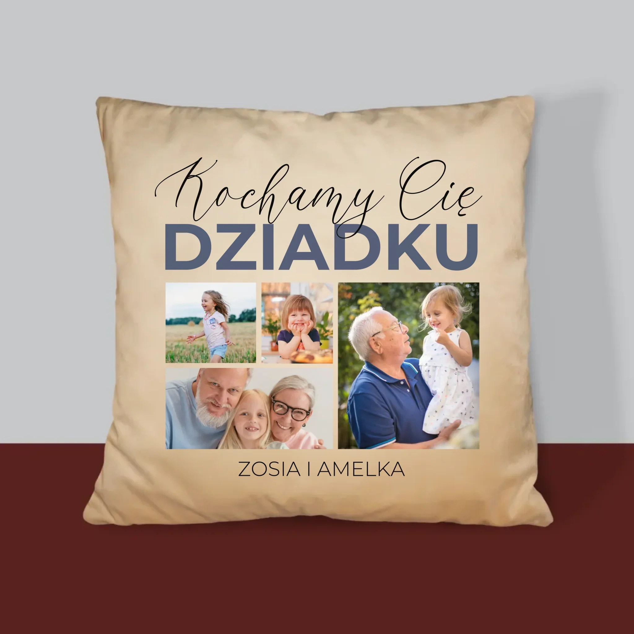 Fotokolaż: Kochamy Cię Dziadku - Poduszka z Nadrukiem - Image 4