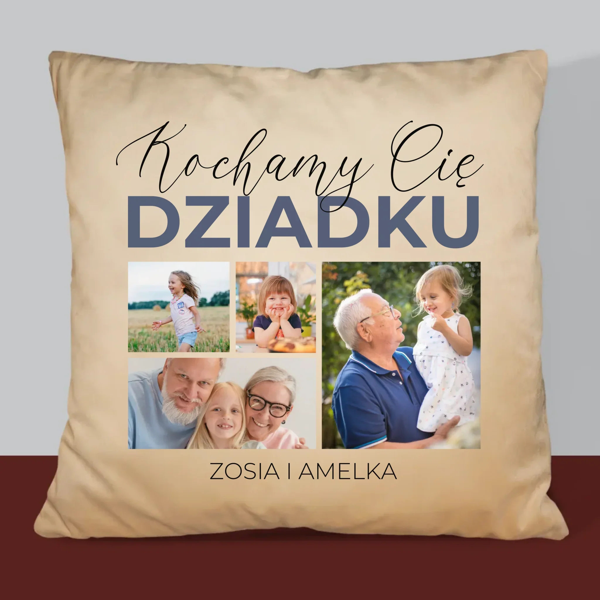 Fotokolaż: Kochamy Cię Dziadku - Poduszka z Nadrukiem - Image 6