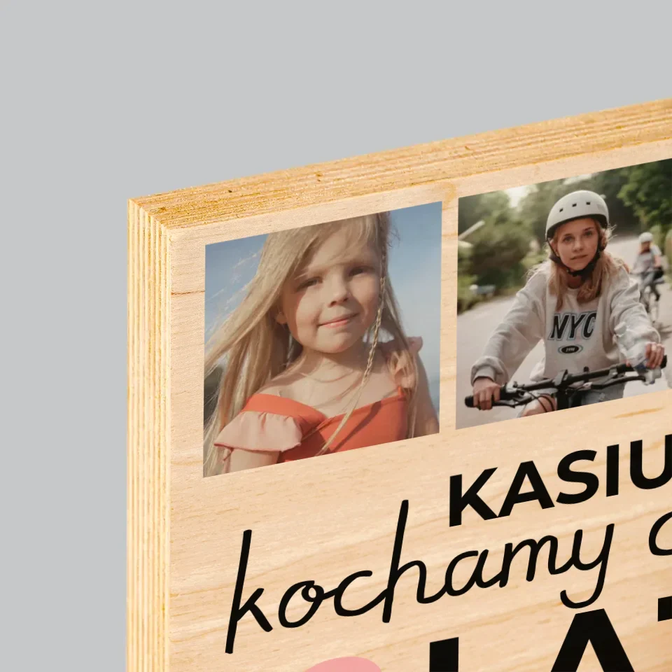 Fotokolaż: Kochamy Cię Od 18 Lat - Wydruk Na Drewnie - Image 4