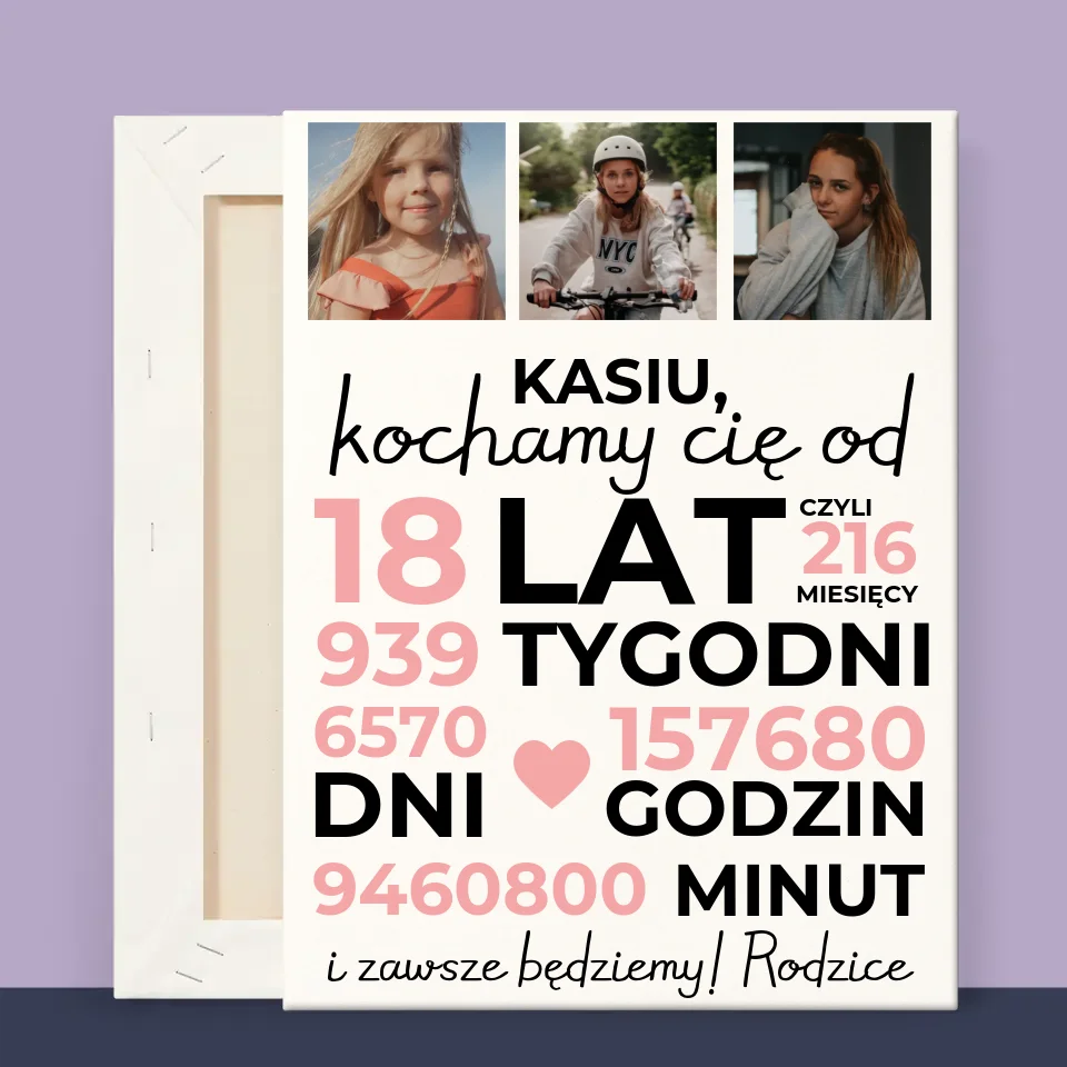 Fotokolaż: Kochamy Cię Od 18 Lat - Wydruk Obramowany - Image 11