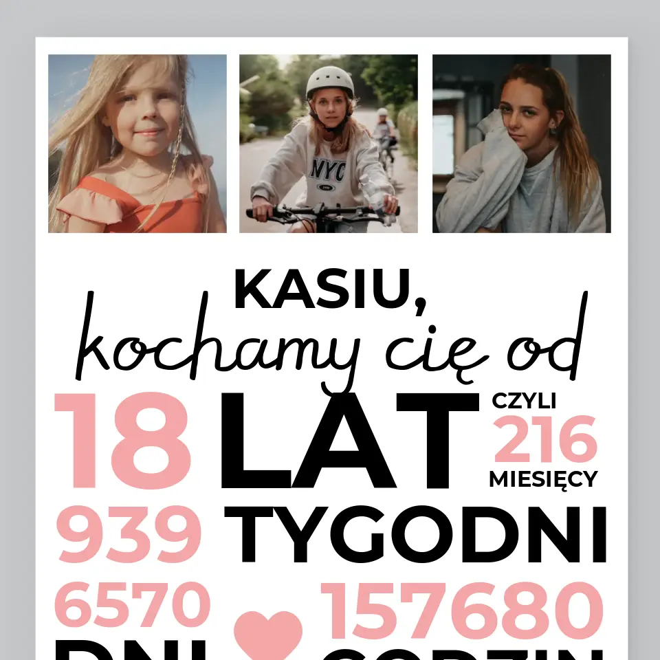 Fotokolaż: Kochamy Cię Od 18 Lat - Wydruk Obramowany - Image 2