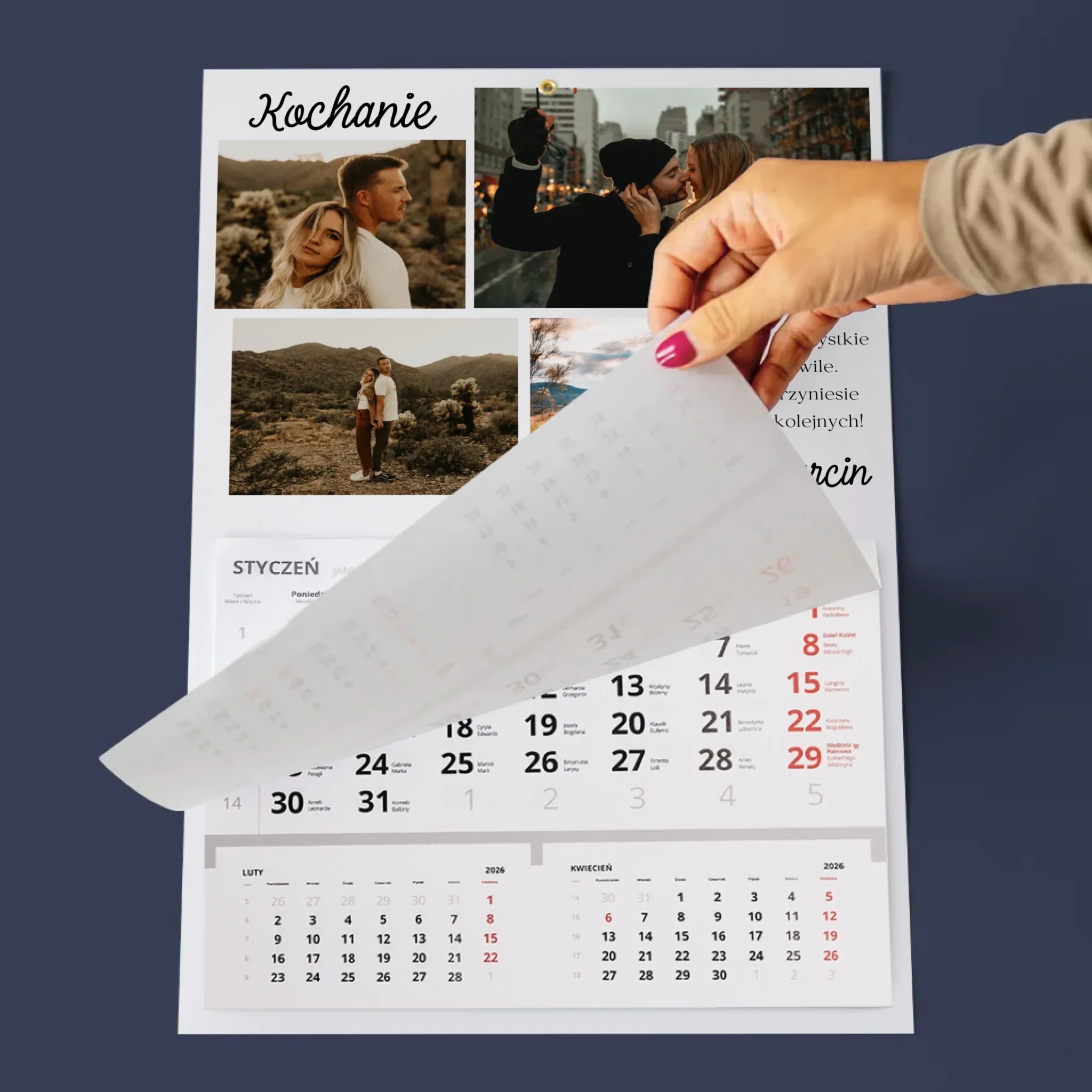 Fotokolaż: Kochanie, Dziękuję - Personalizowany Kalendarz Jednodzielny - Image 3