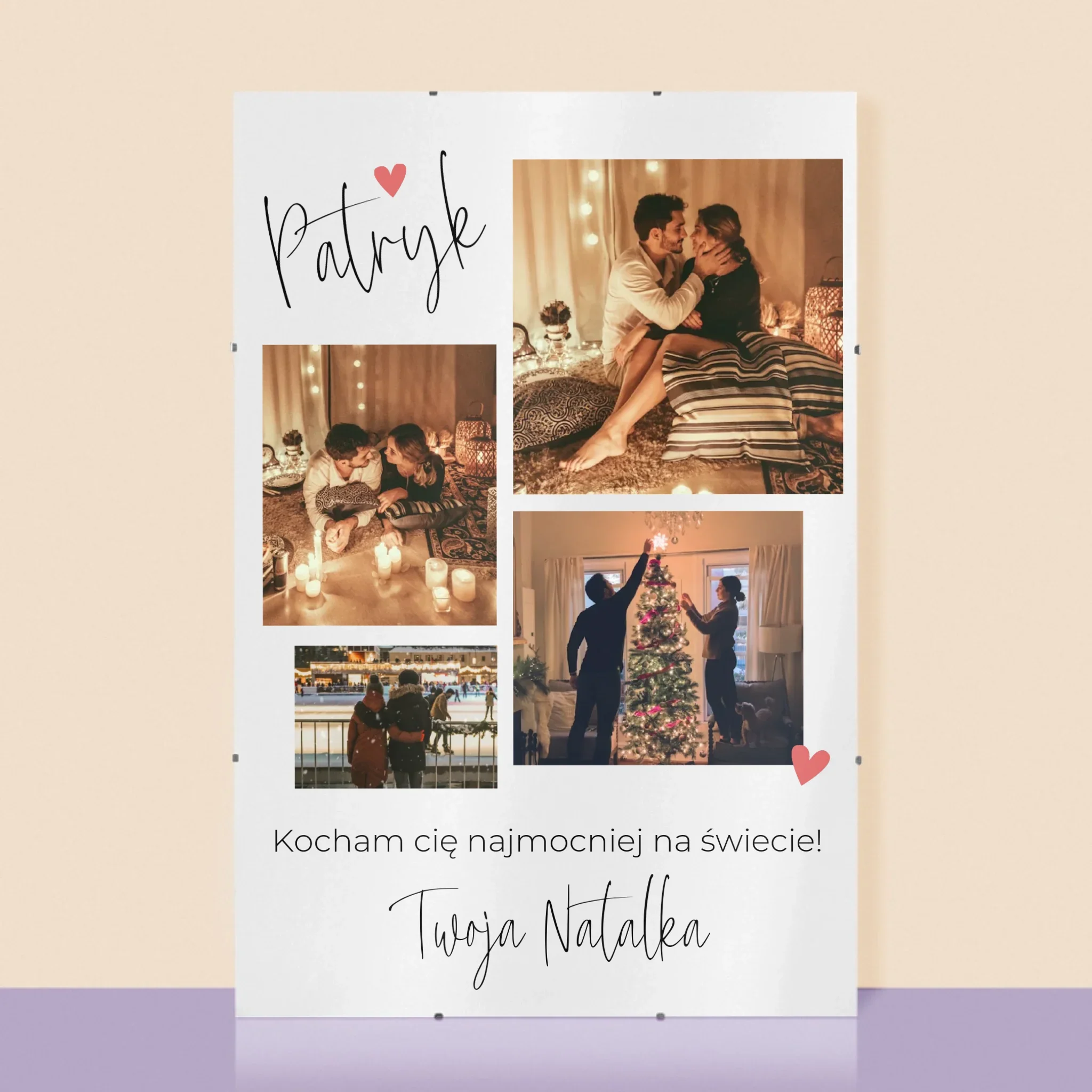 Fotokolaż: Kochanie Kocham Cię - Personalizowany Plakat