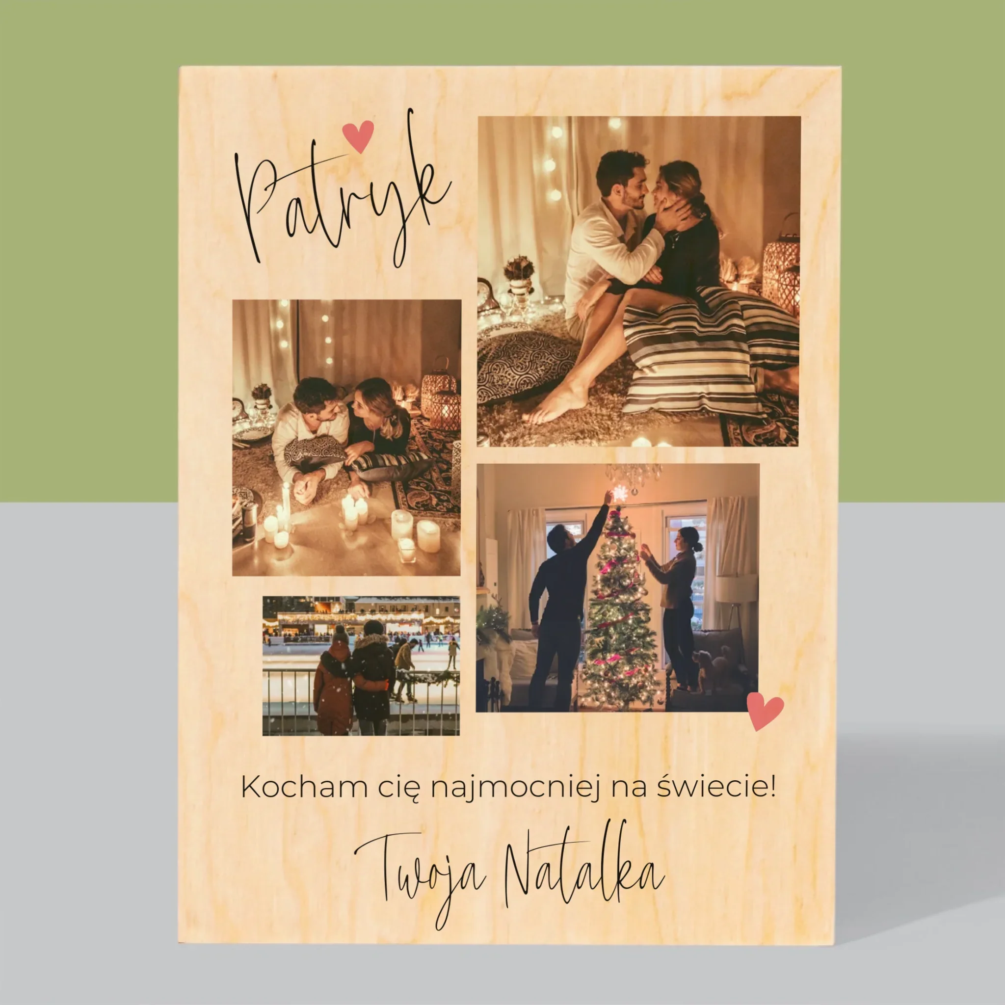 Fotokolaż: Kochanie Kocham Cię - Wydruk Na Drewnie - Image 3