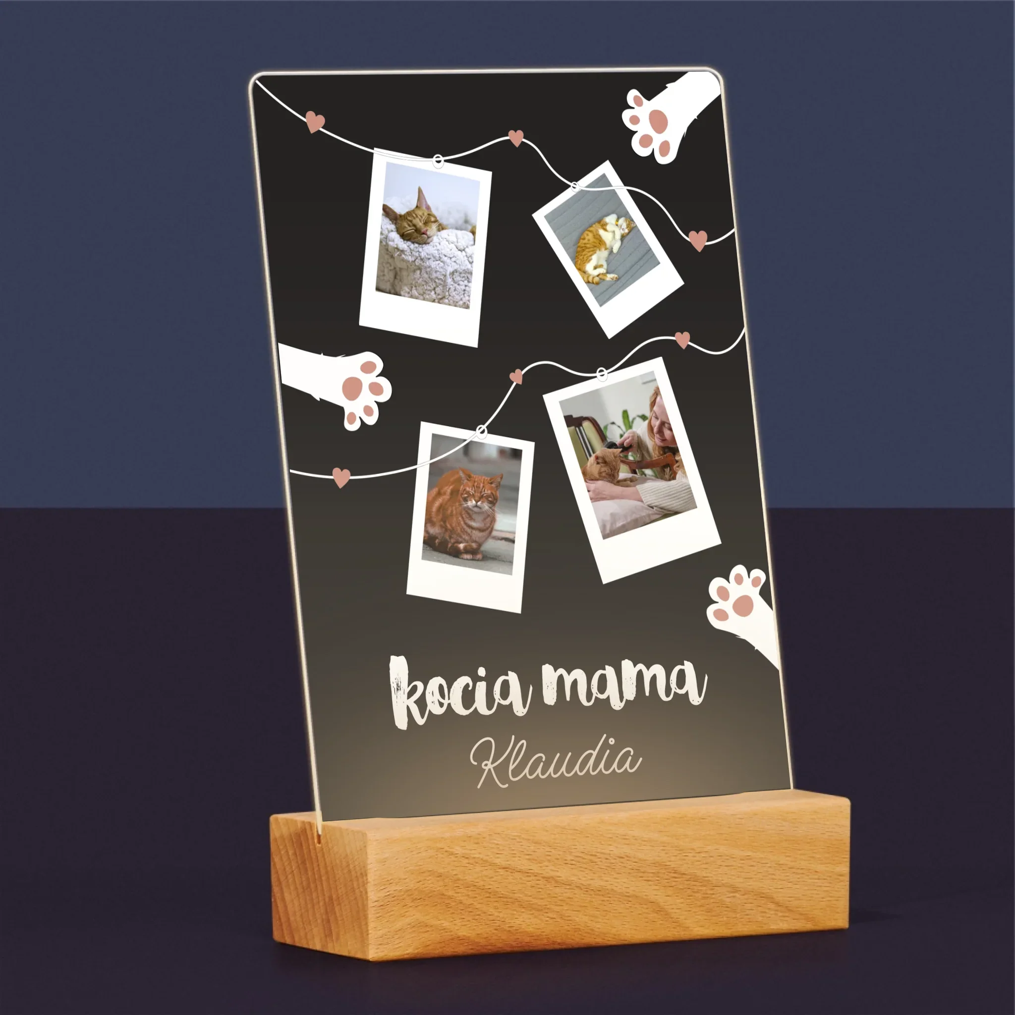 Fotokolaż: Kocia Mama Polaroidy - Wydruk Na Szkle Akrylowym - Image 5