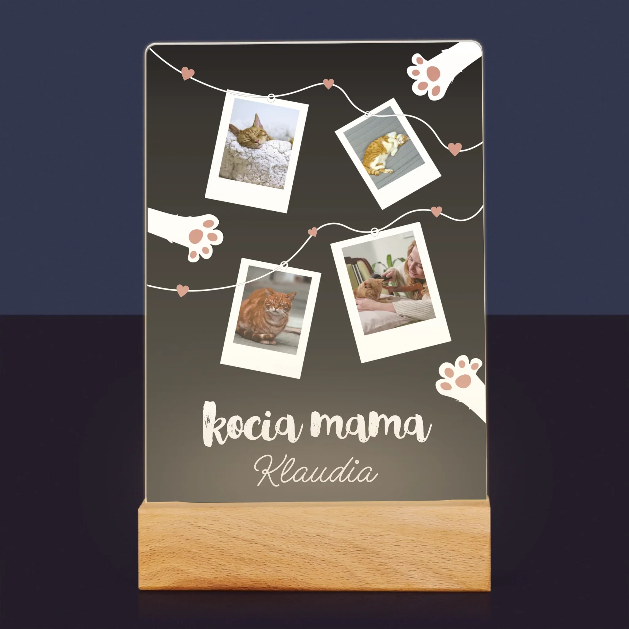 Fotokolaż: Kocia Mama Polaroidy - Wydruk Na Szkle Akrylowym - Image 7