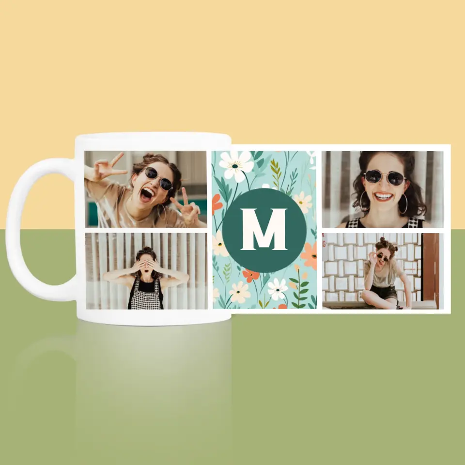 Fotokolaż: Kwiecisty Monogram - Kubek z Nadrukiem - Image 4