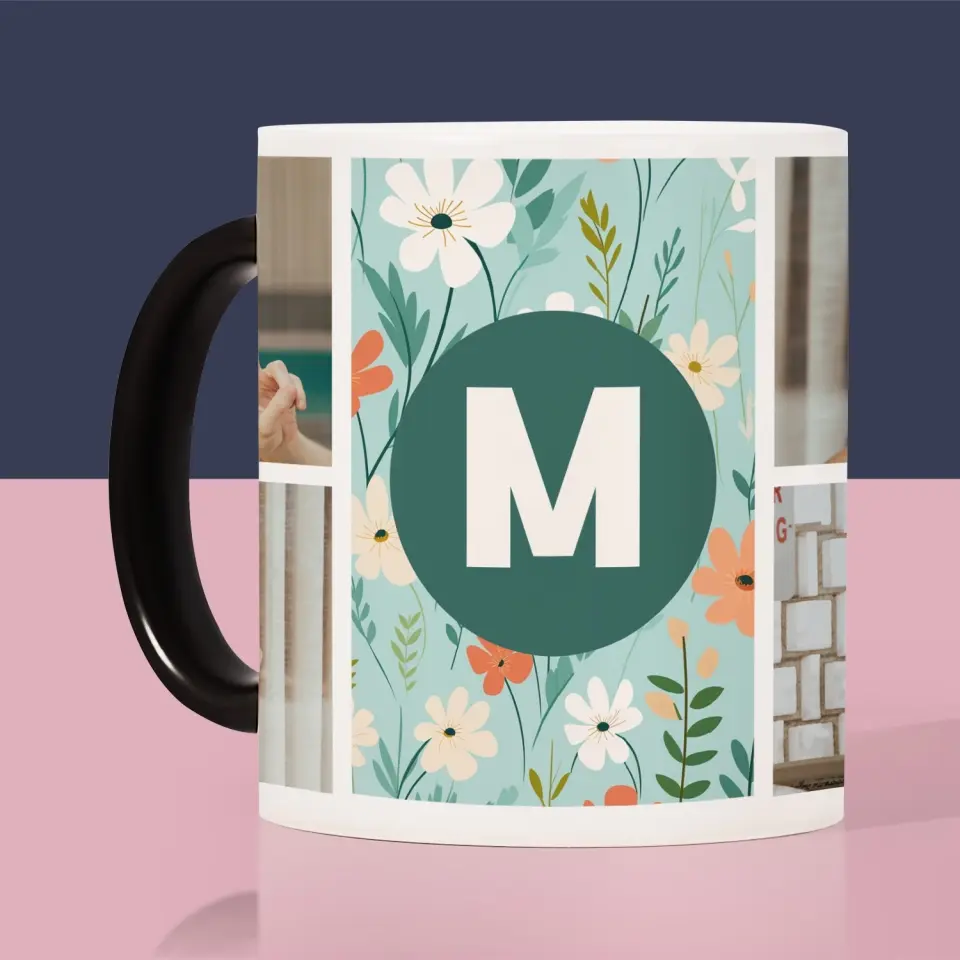 Fotokolaż: Kwiecisty Monogram - Kubek z Nadrukiem - Image 7