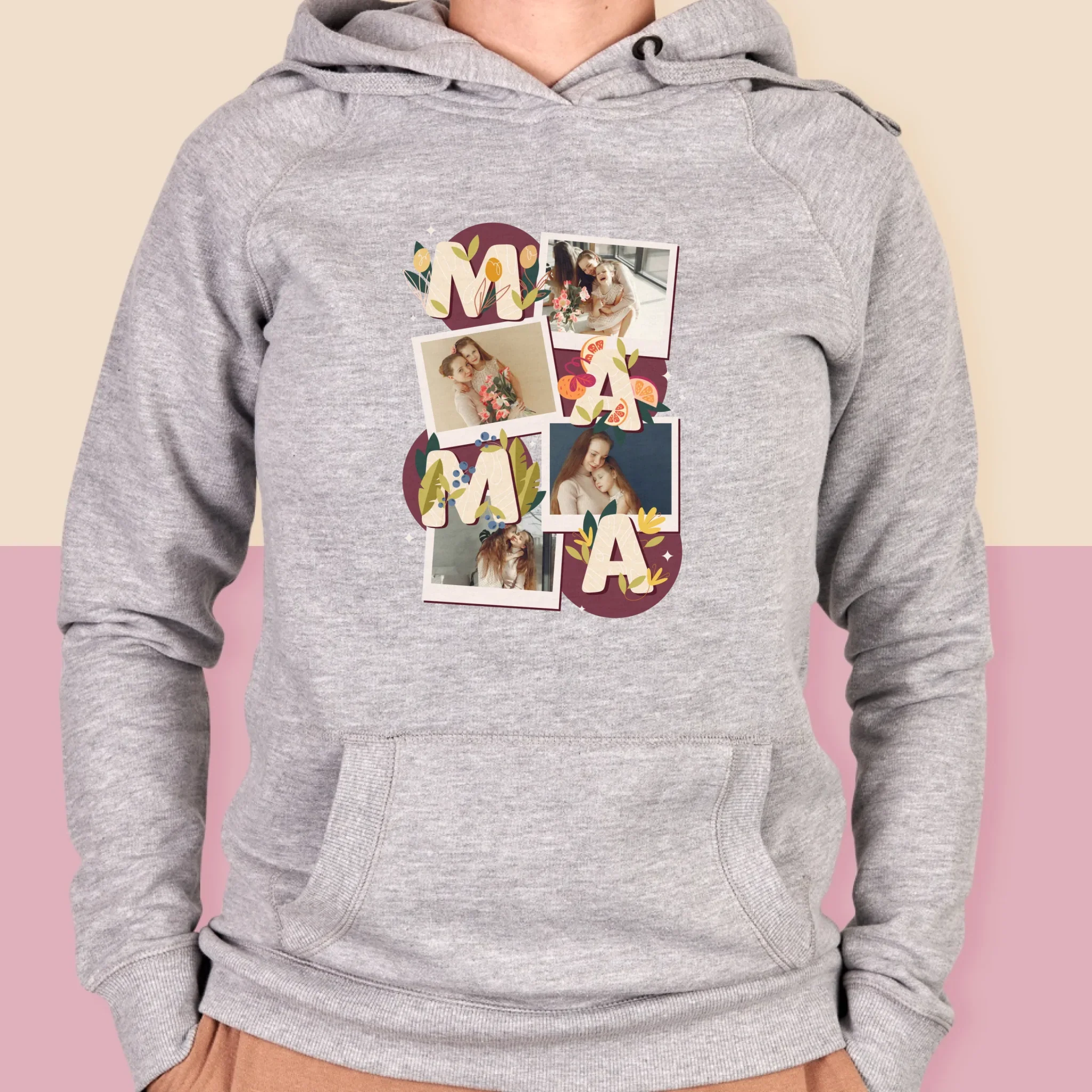 Fotokolaż: Literki Mama - Bluza Damska z Kapturem - Image 4