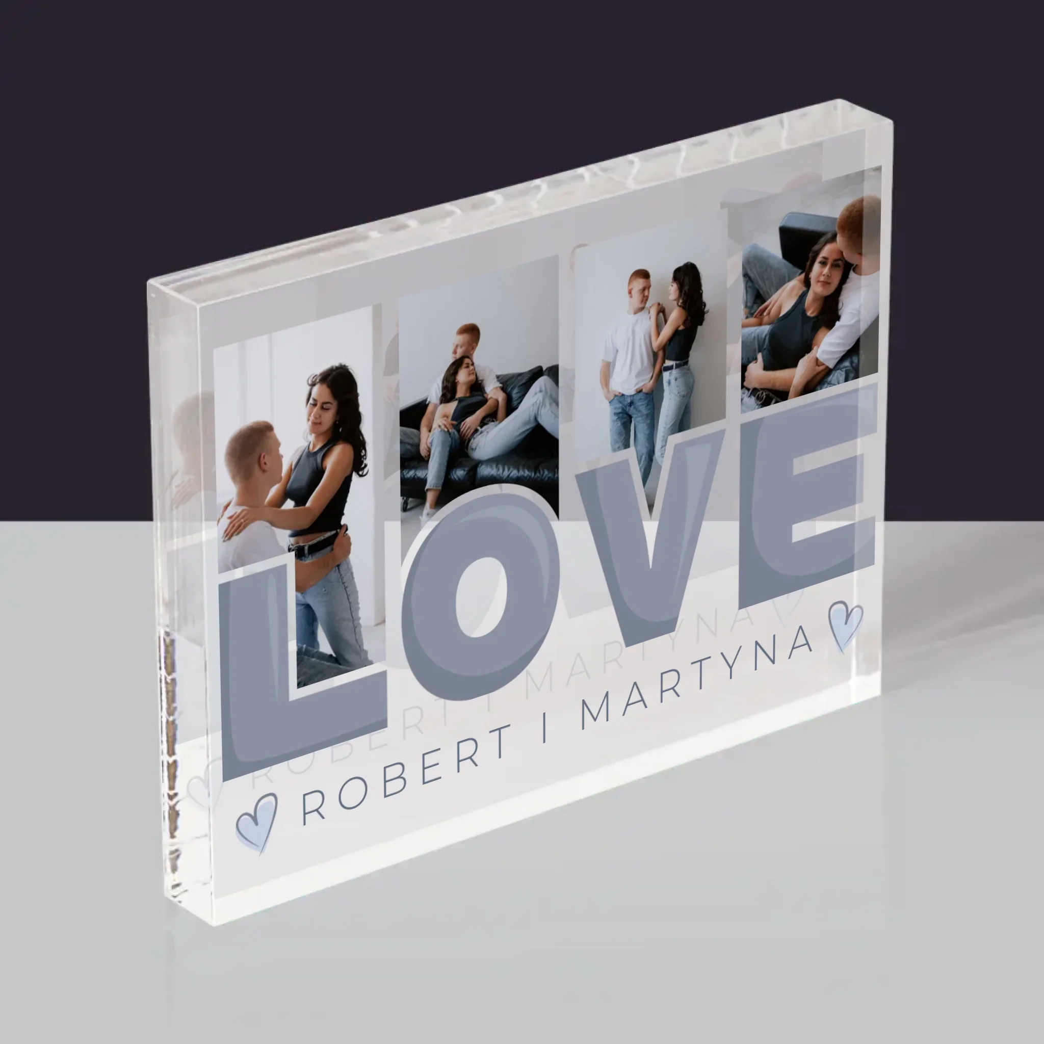 Fotokolaż: Love Imiona - Blok Akrylowy z Nadrukiem
