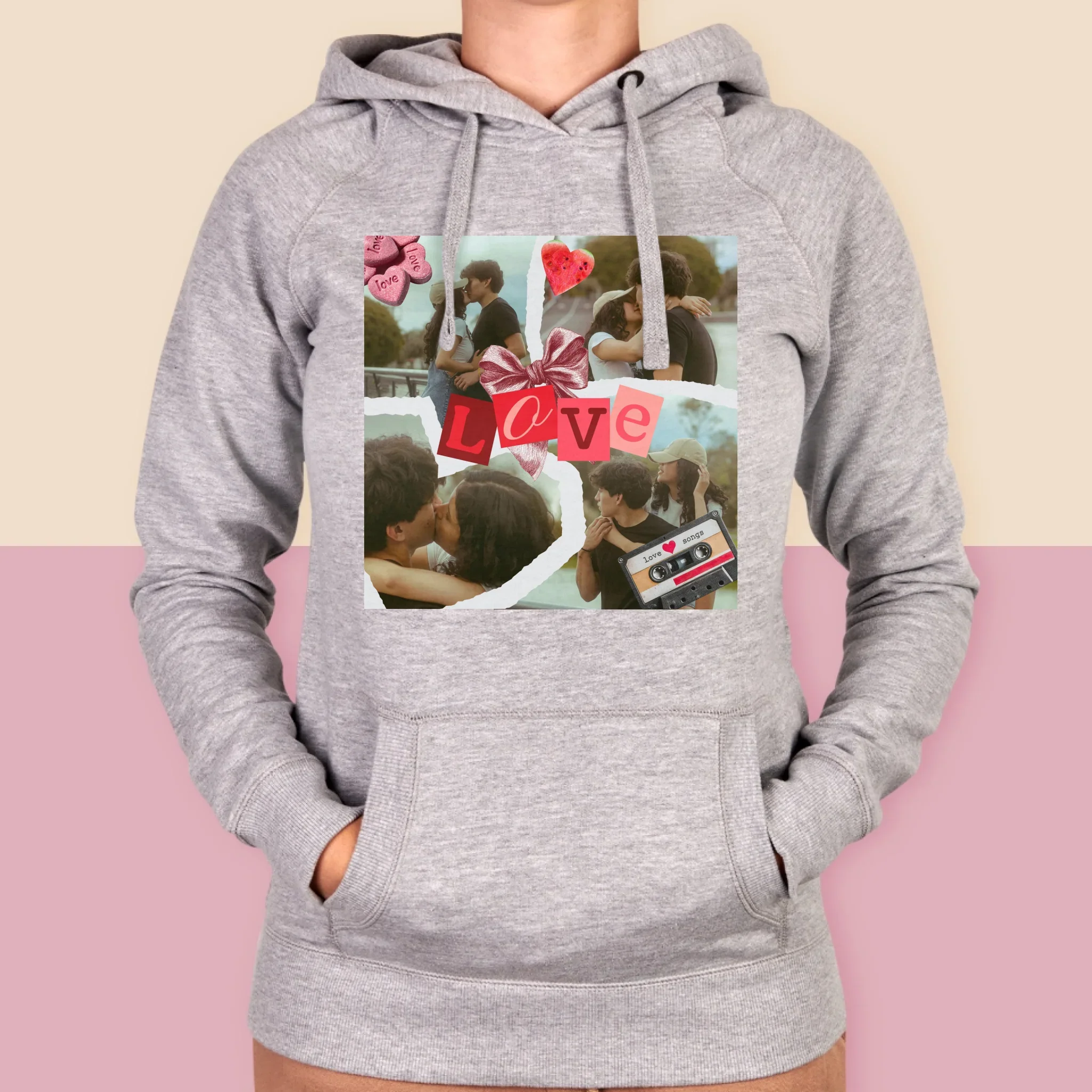 Fotokolaż: Love Retro - Bluza Damska z Kapturem