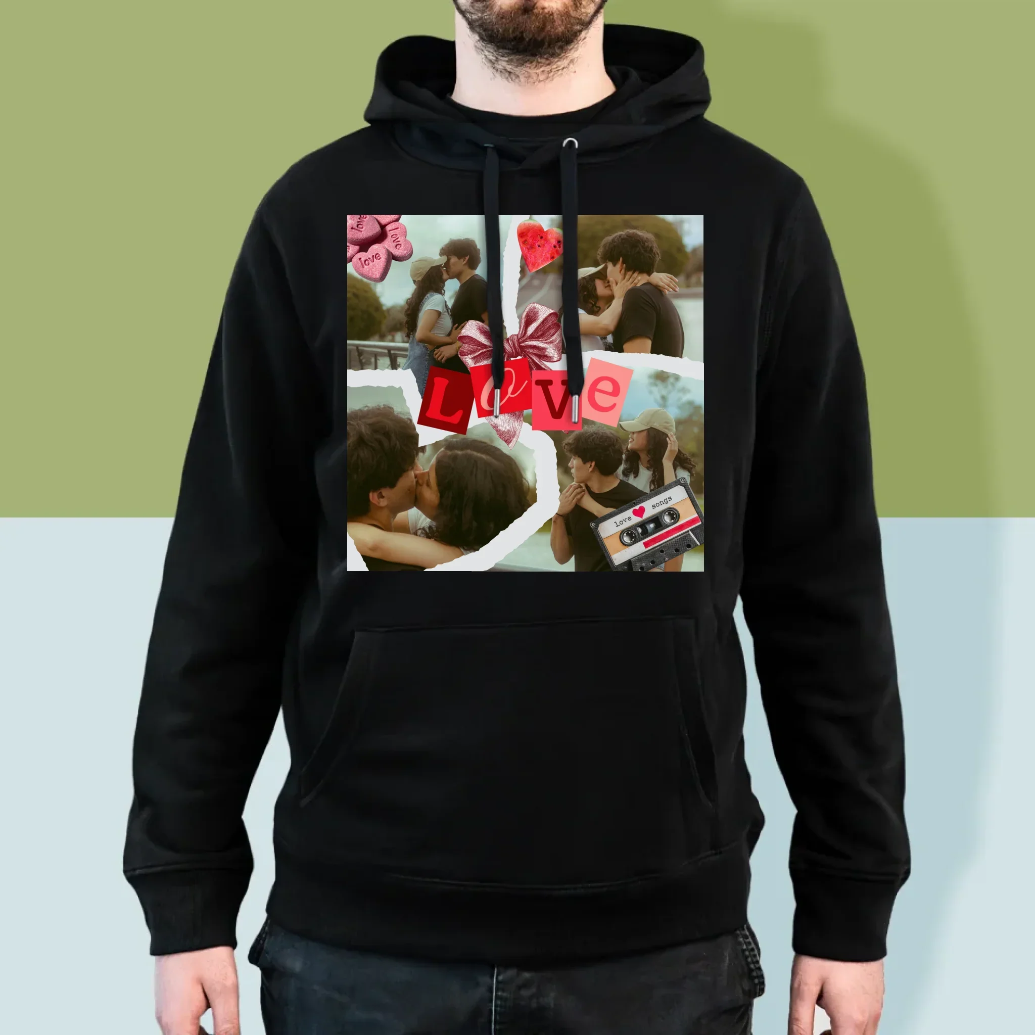 Fotokolaż: Love Retro - Bluza Męska z Kapturem
