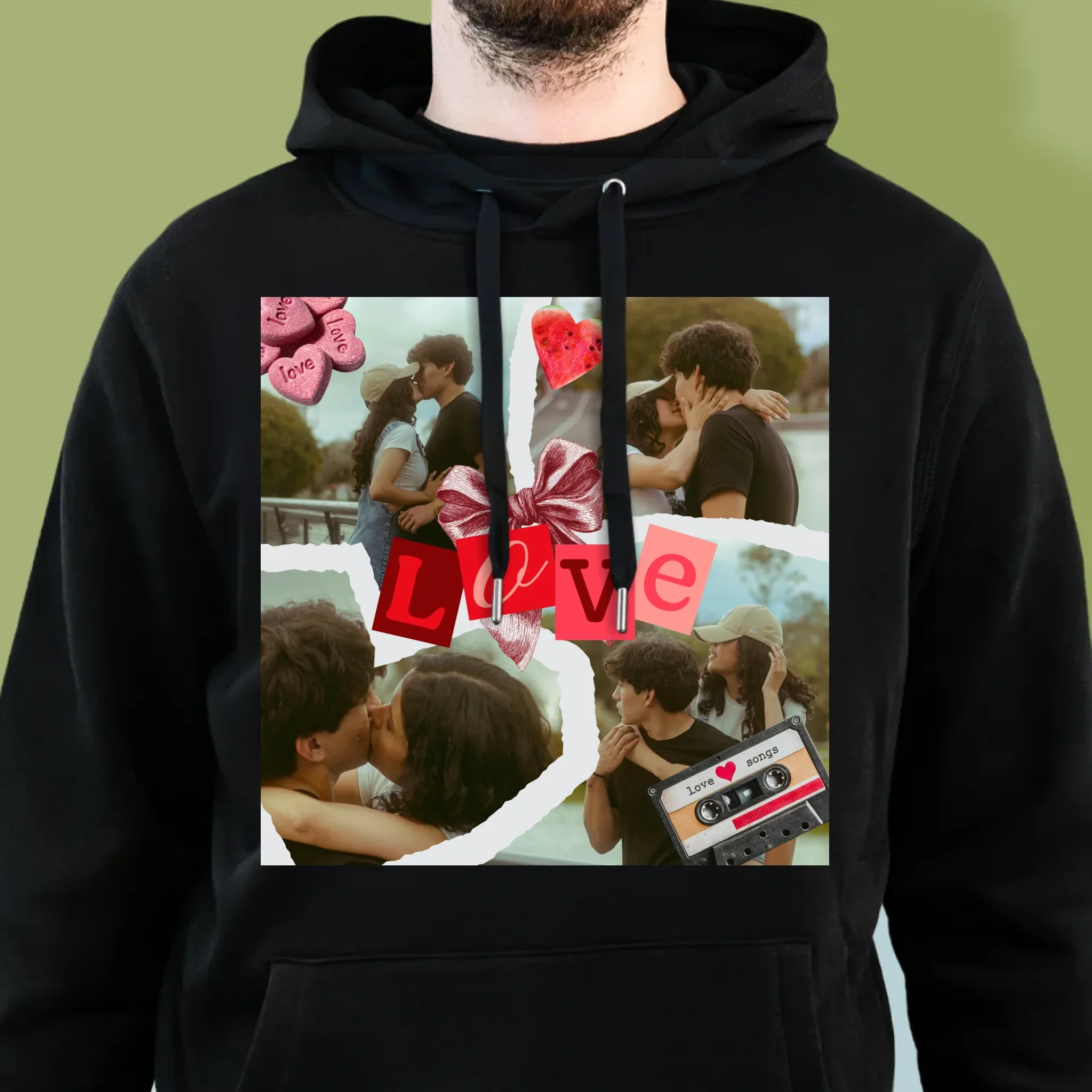 Fotokolaż: Love Retro - Bluza Męska z Kapturem - Image 2
