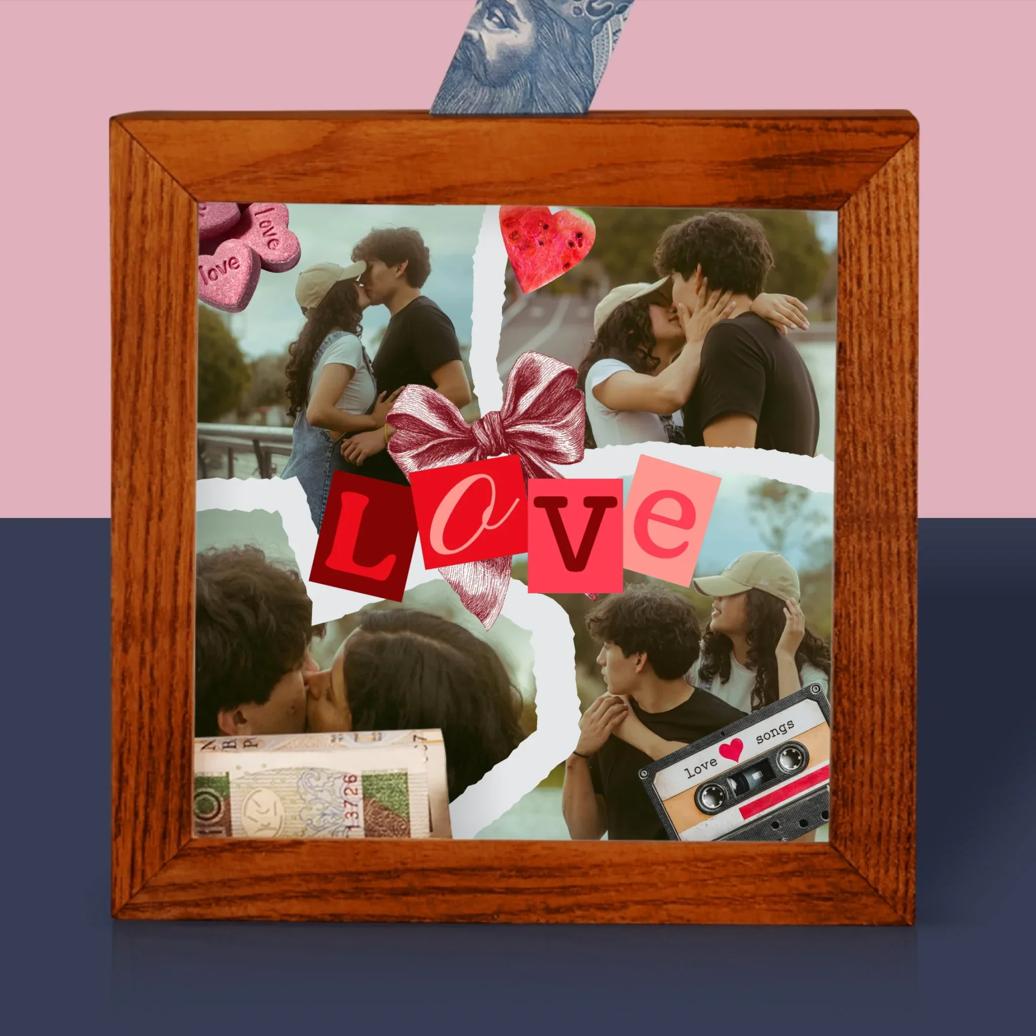 Fotokolaż: Love Retro - Drewniana Skarbonka - Image 2