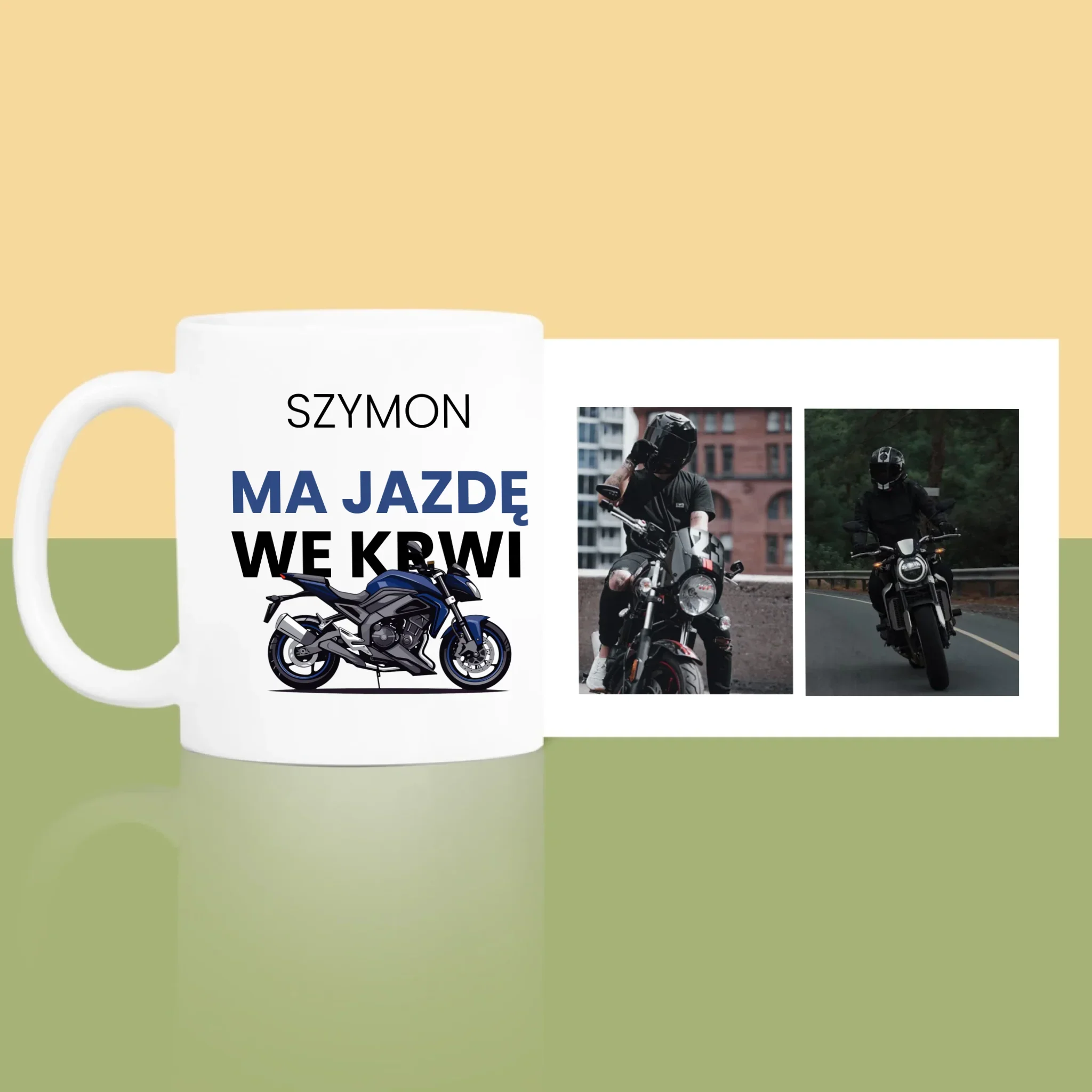 Fotokolaż: Ma Jazdę We Krwi - Kubek z Nadrukiem - Image 3