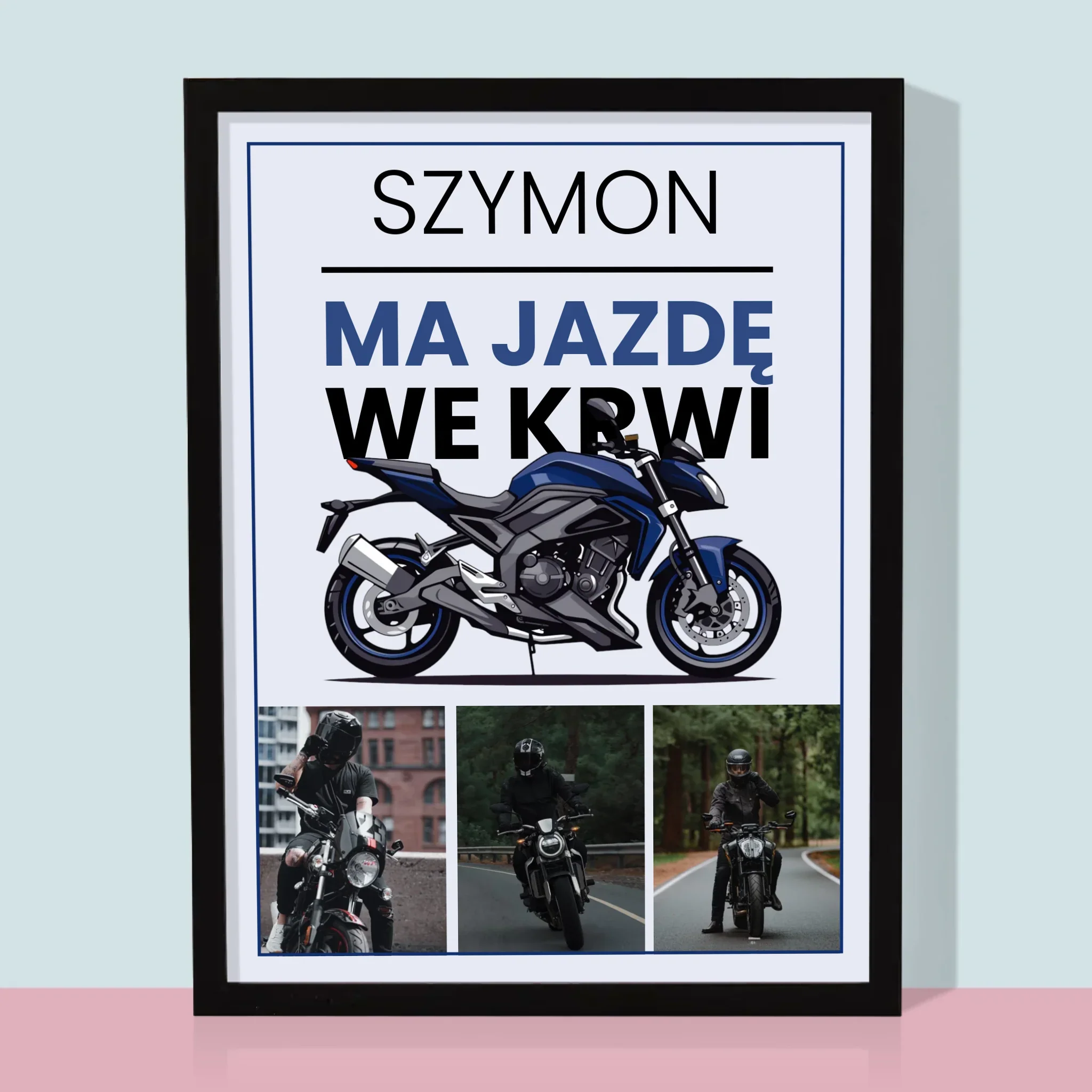 Fotokolaż: Ma Jazdę We Krwi - Wydruk Obramowany