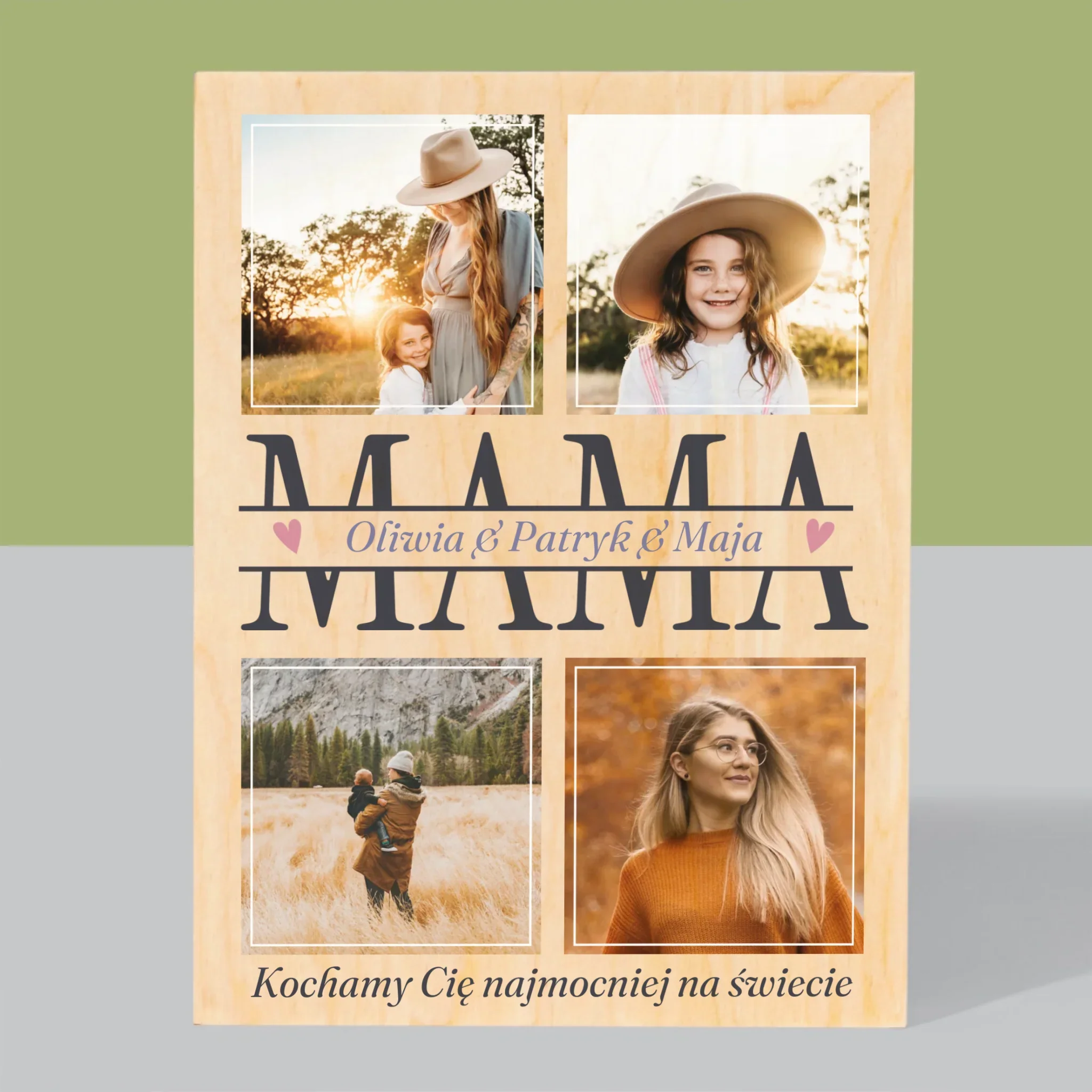 Fotokolaż: Mama Imiona - Wydruk Na Drewnie - Image 3