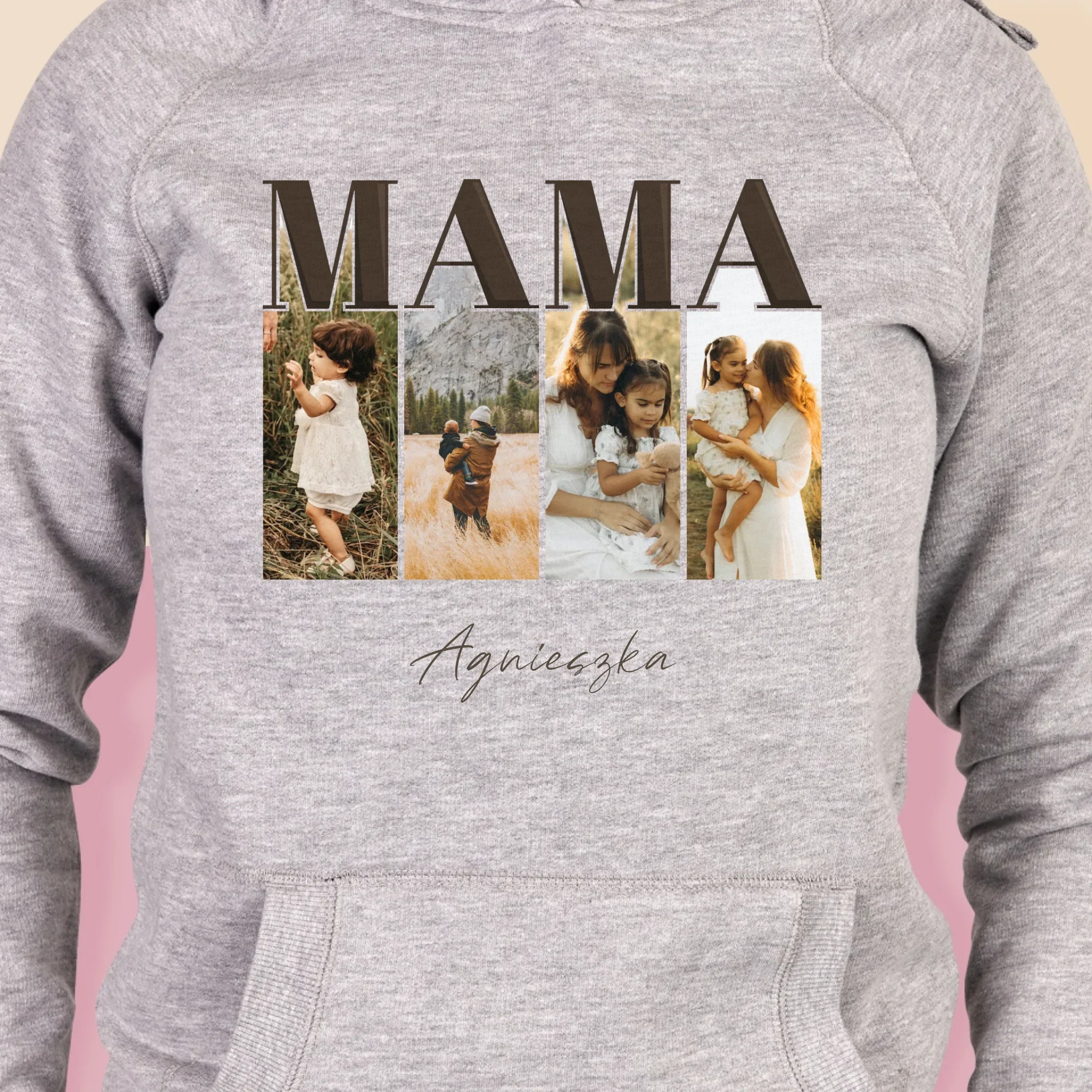 Fotokolaż: Mama Litery - Bluza Damska z Kapturem - Image 2