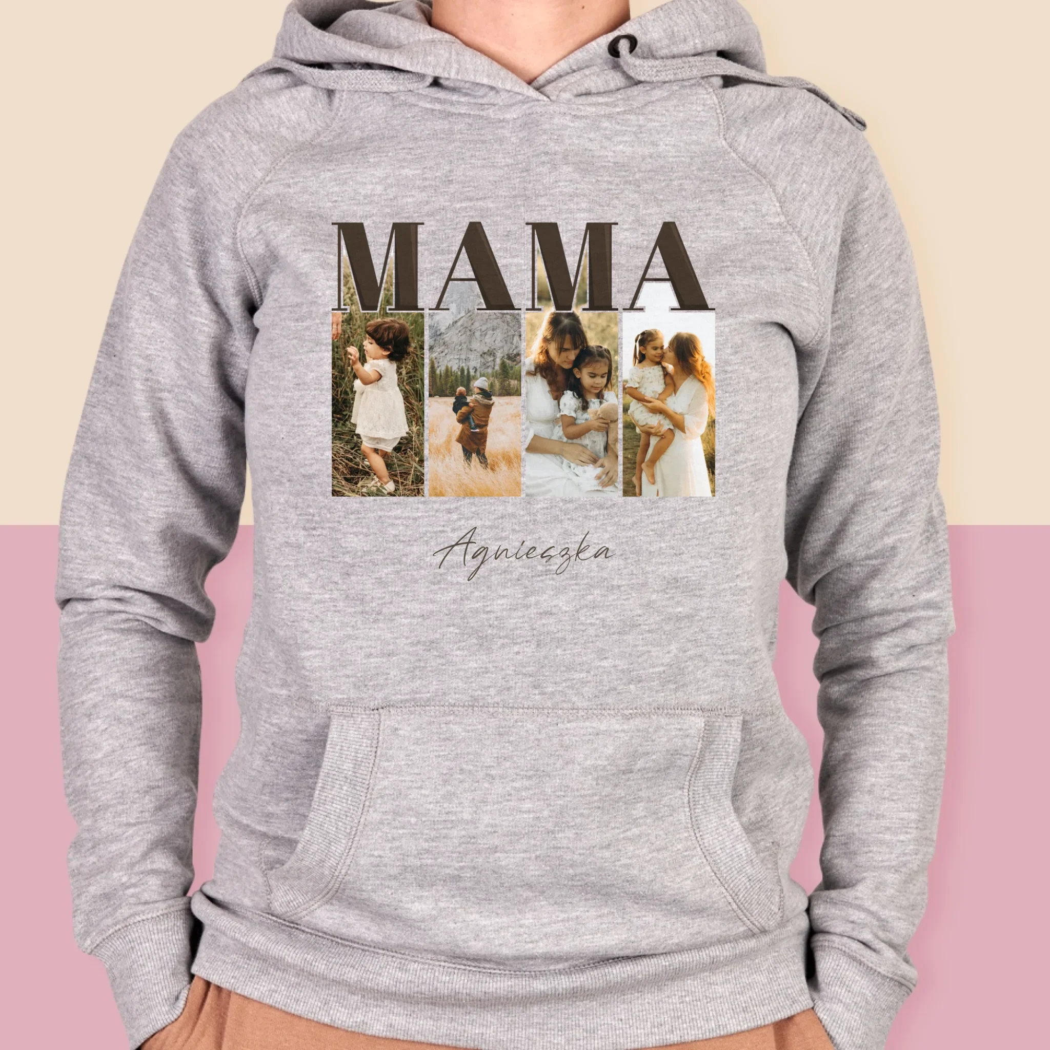 Fotokolaż: Mama Litery - Bluza Damska z Kapturem - Image 4
