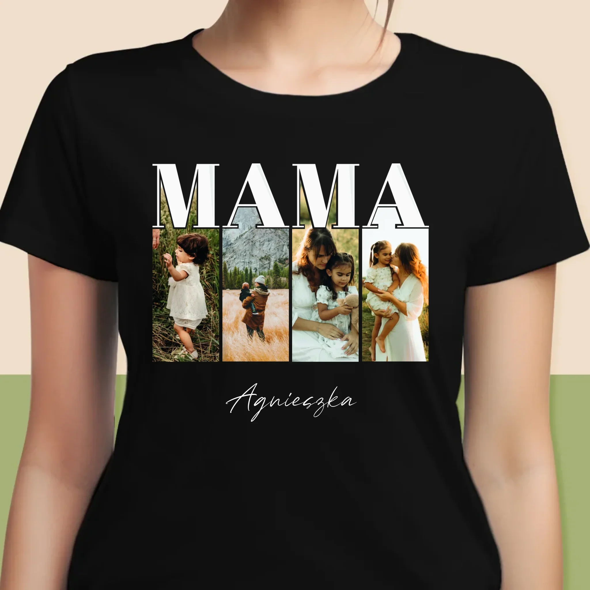 Fotokolaż: Mama Litery - Koszulka Damska z Nadrukiem - Image 6