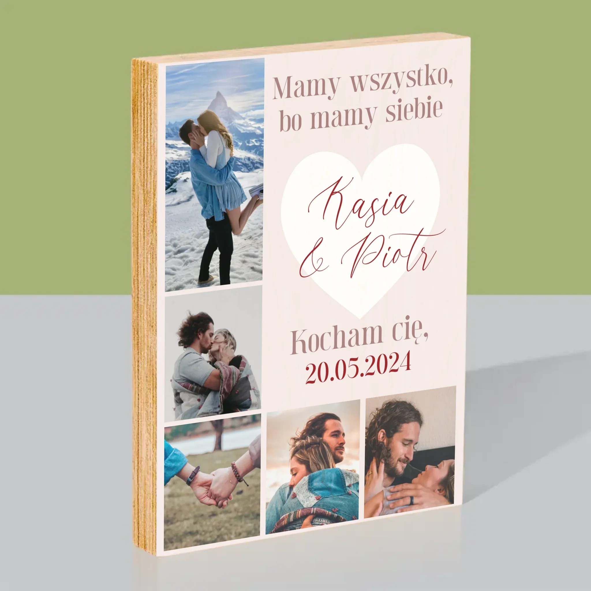 Fotokolaż: Mamy Wszystko, Bo Mamy Siebie - Wydruk Na Drewnie