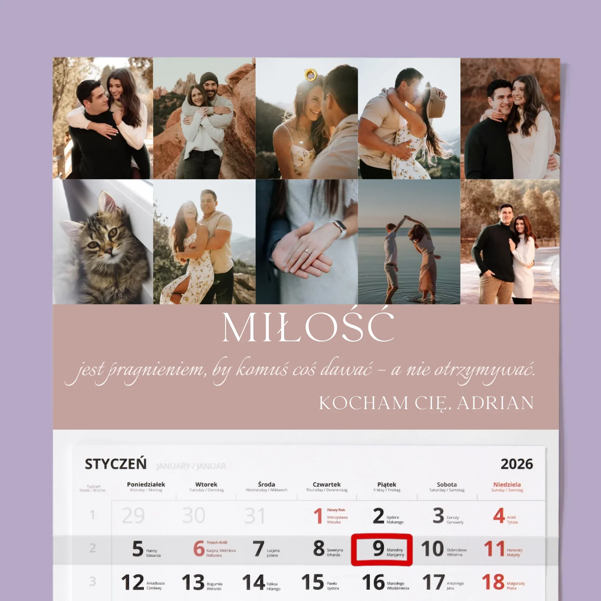 Fotokolaż: Miłość - Personalizowany Kalendarz Jednodzielny - Image 2