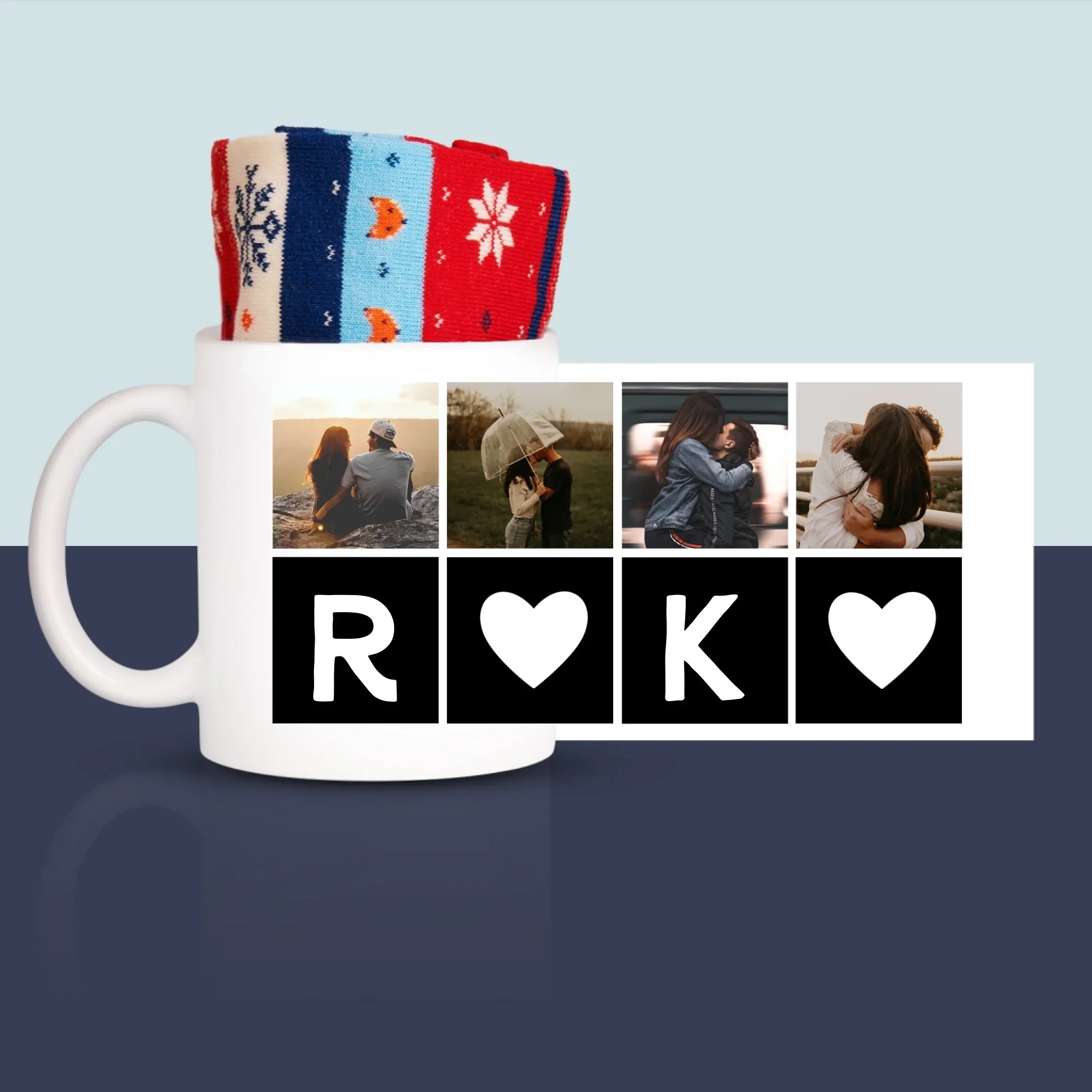 Fotokolaż: Miłosne Monogramy ze Zdjęciami - Zimowe Skarpetki w Kubku - Image 3
