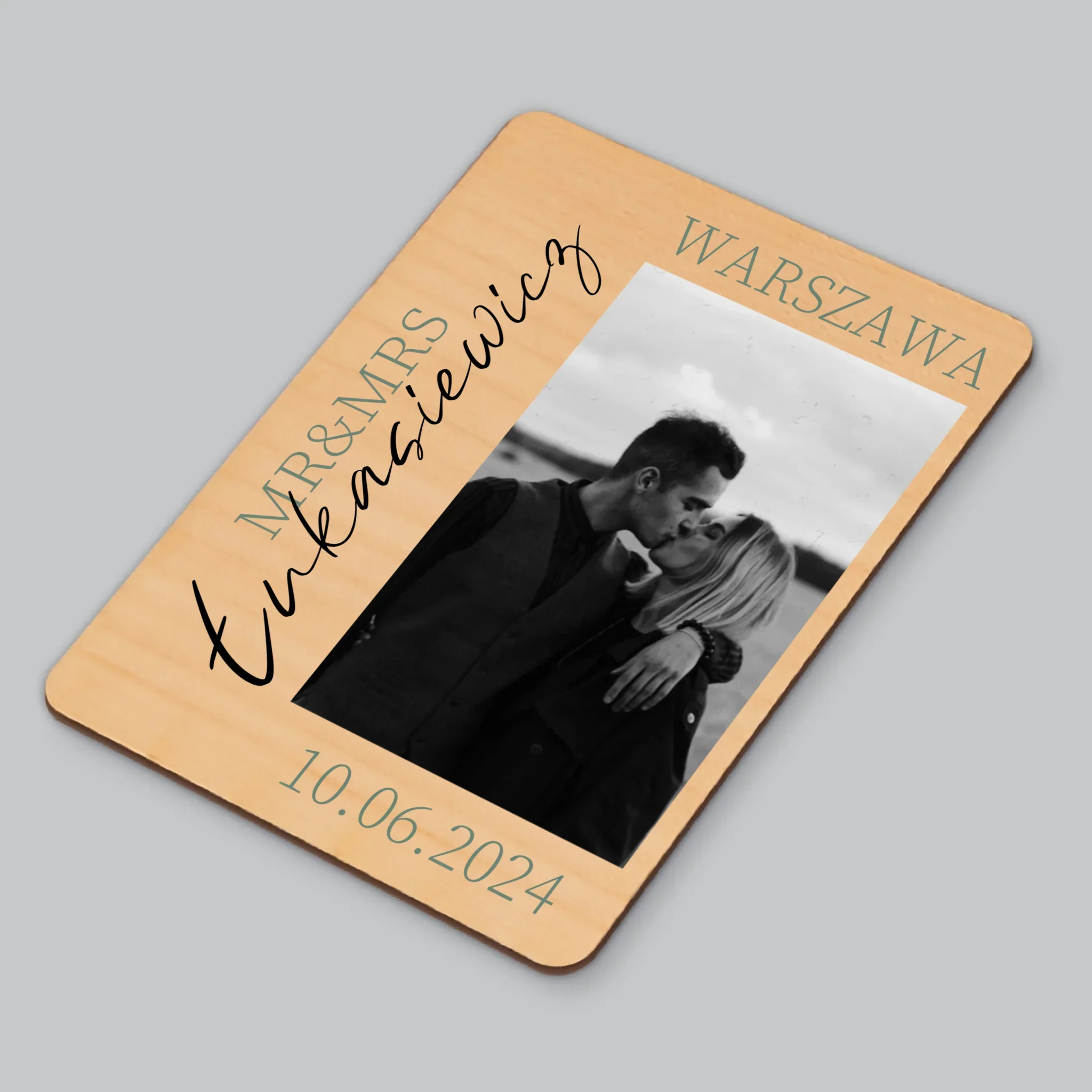 Fotokolaż: Mr&Mrs Ślubne - Magnes Drewniany - Image 3