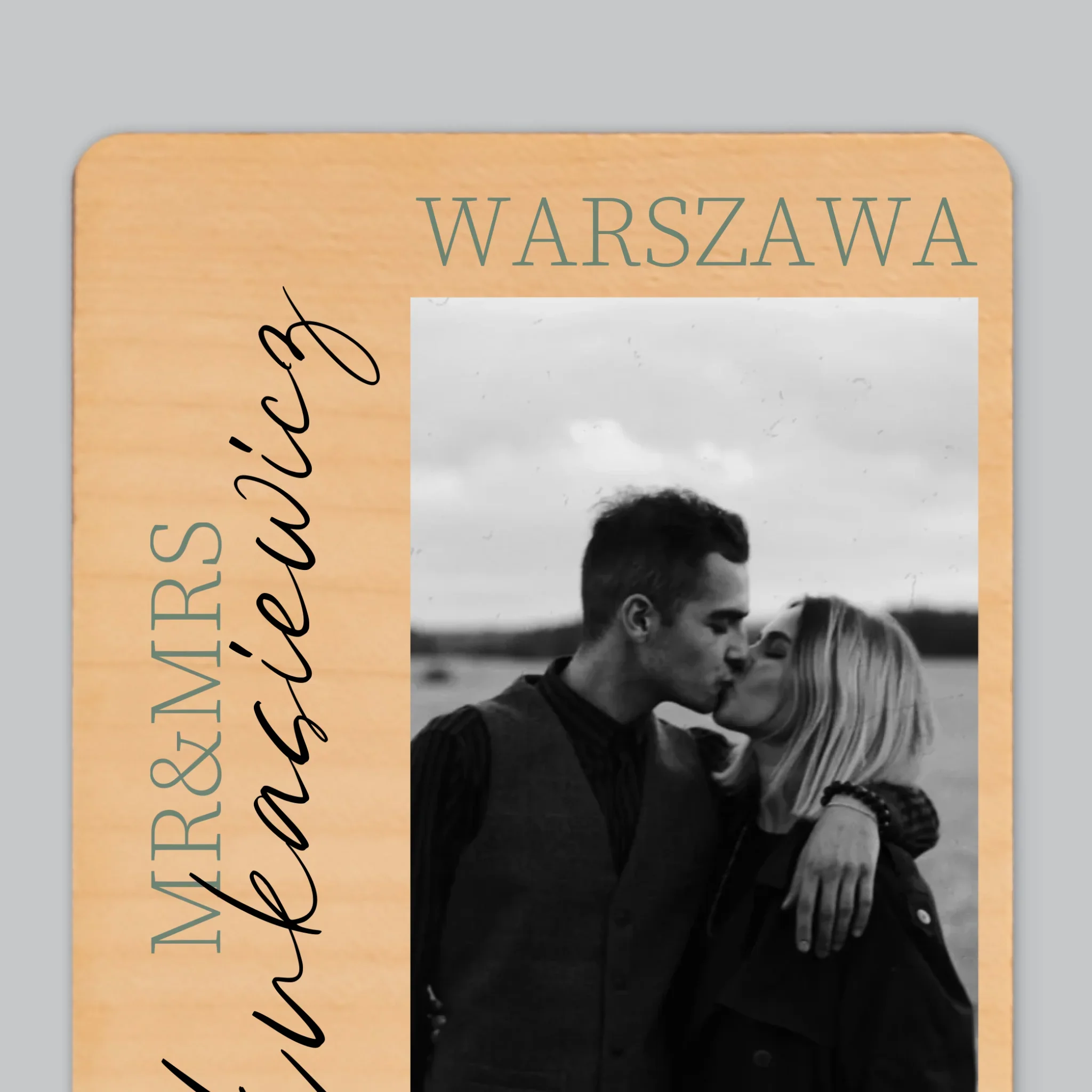 Fotokolaż: Mr&Mrs Ślubne - Magnes Drewniany - Image 4