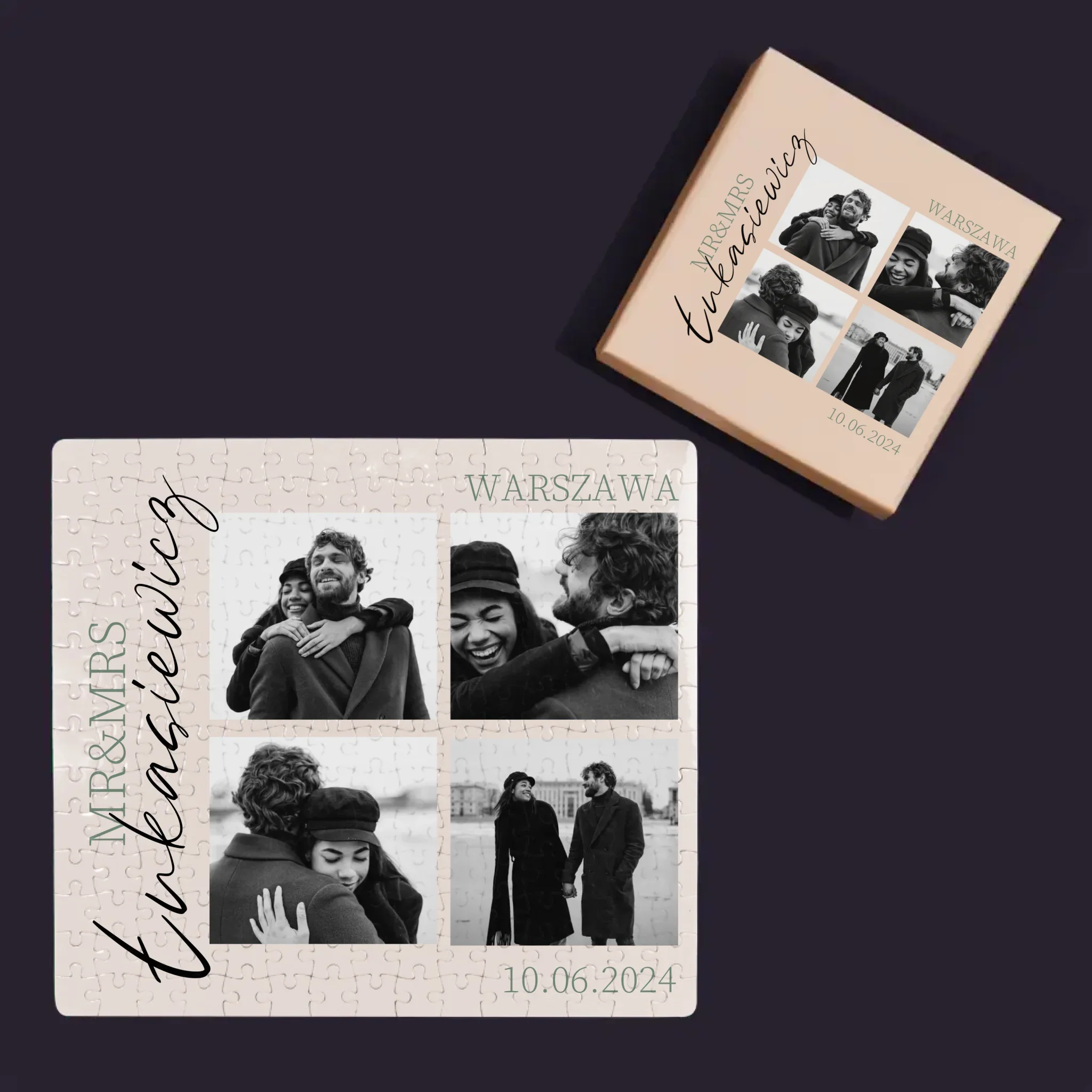 Fotokolaż: Mr&Mrs Ślubne - Personalizowane Puzzle - Image 4