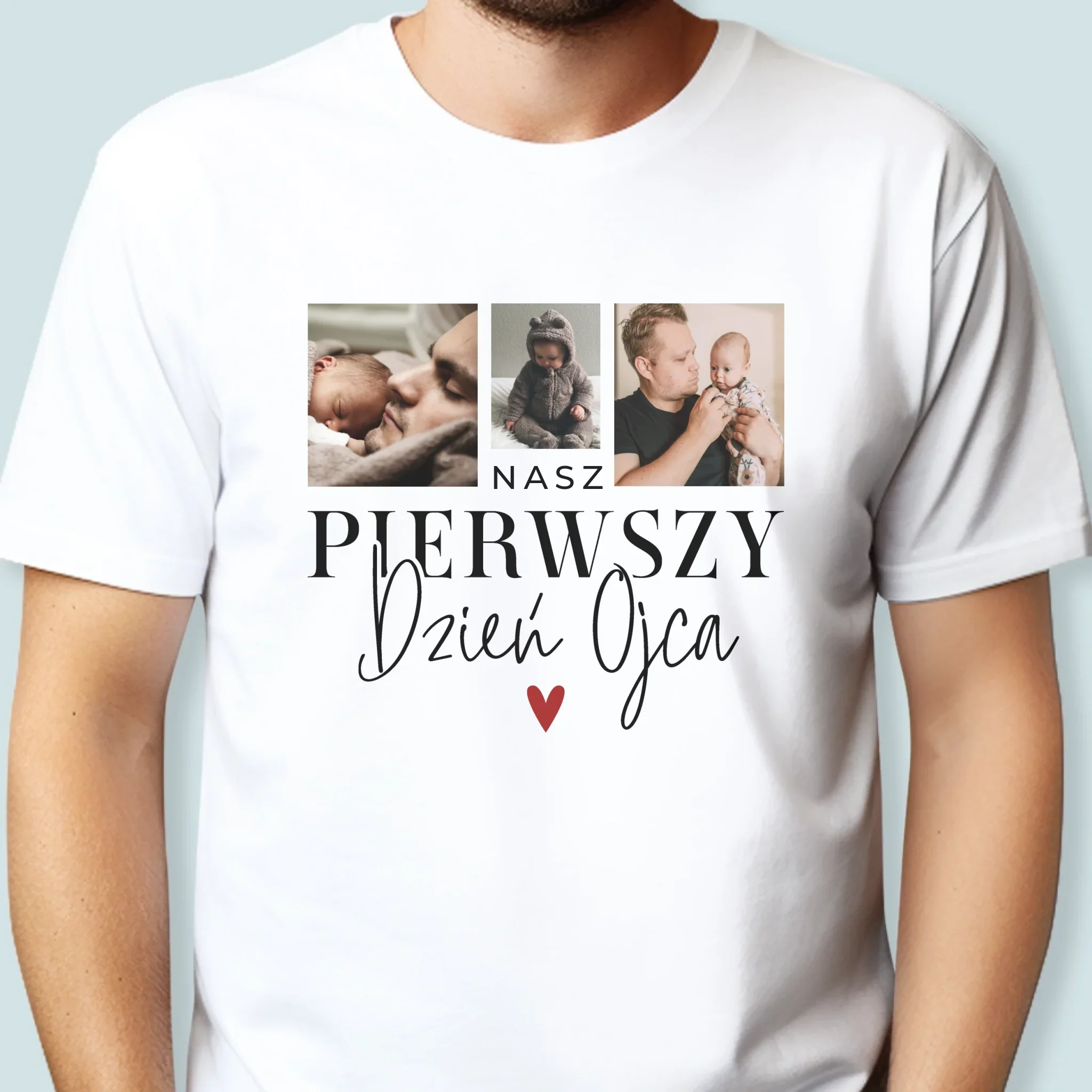 Fotokolaż: Na Pierwszy Dzień Ojca - Koszulka Męska z Nadrukiem - Image 2