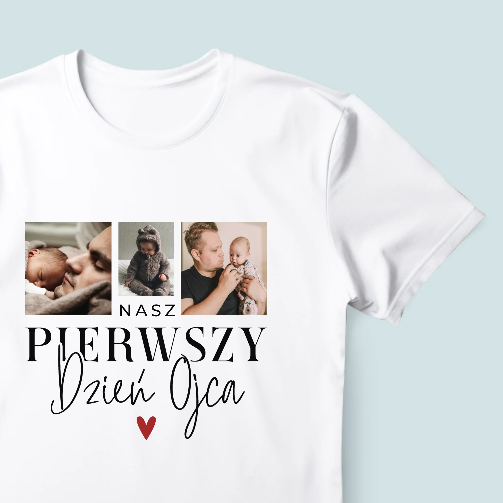 Fotokolaż: Na Pierwszy Dzień Ojca - Koszulka Męska z Nadrukiem - Image 4