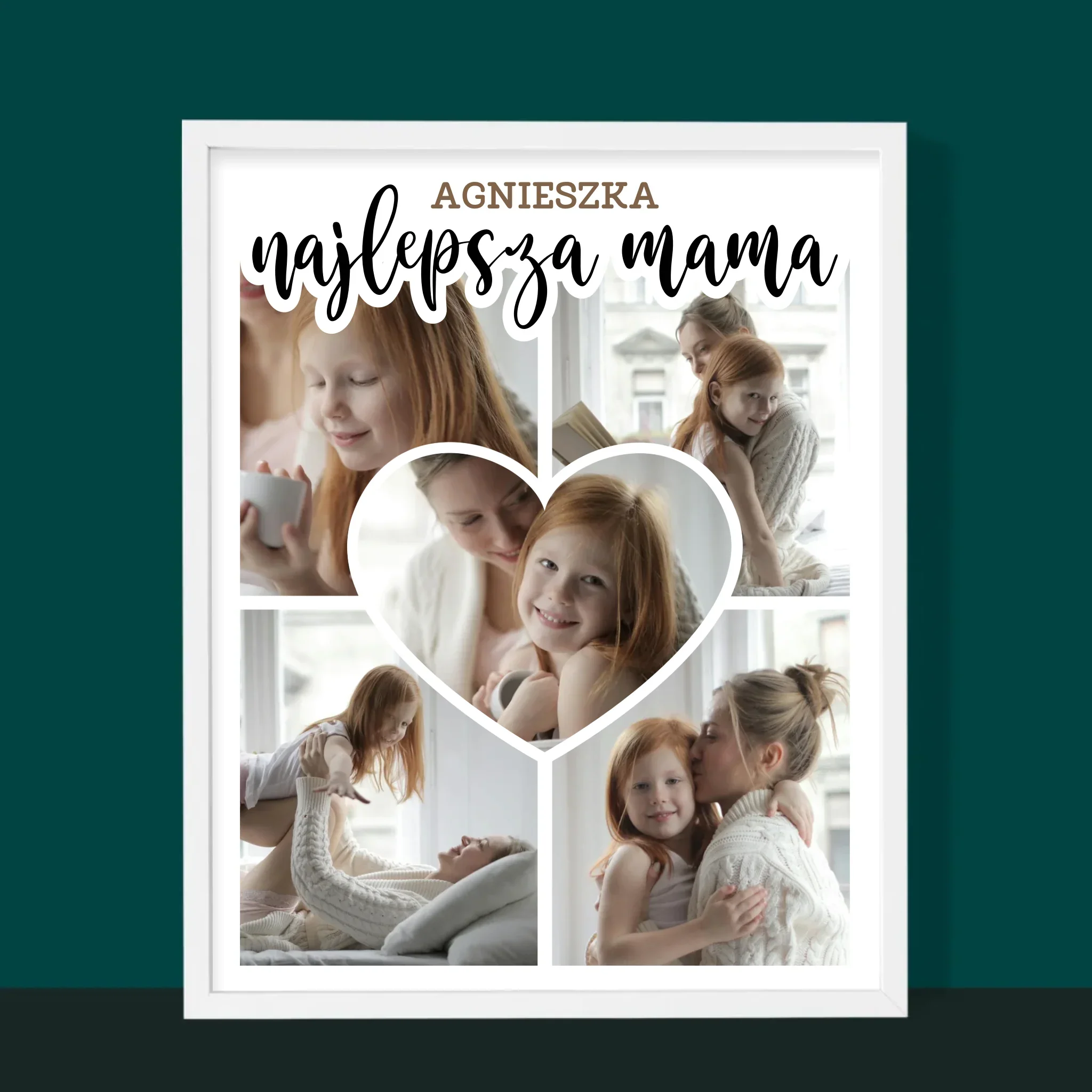 Fotokolaż: Najlepsza Mama Serce - Wydruk Obramowany - Image 6