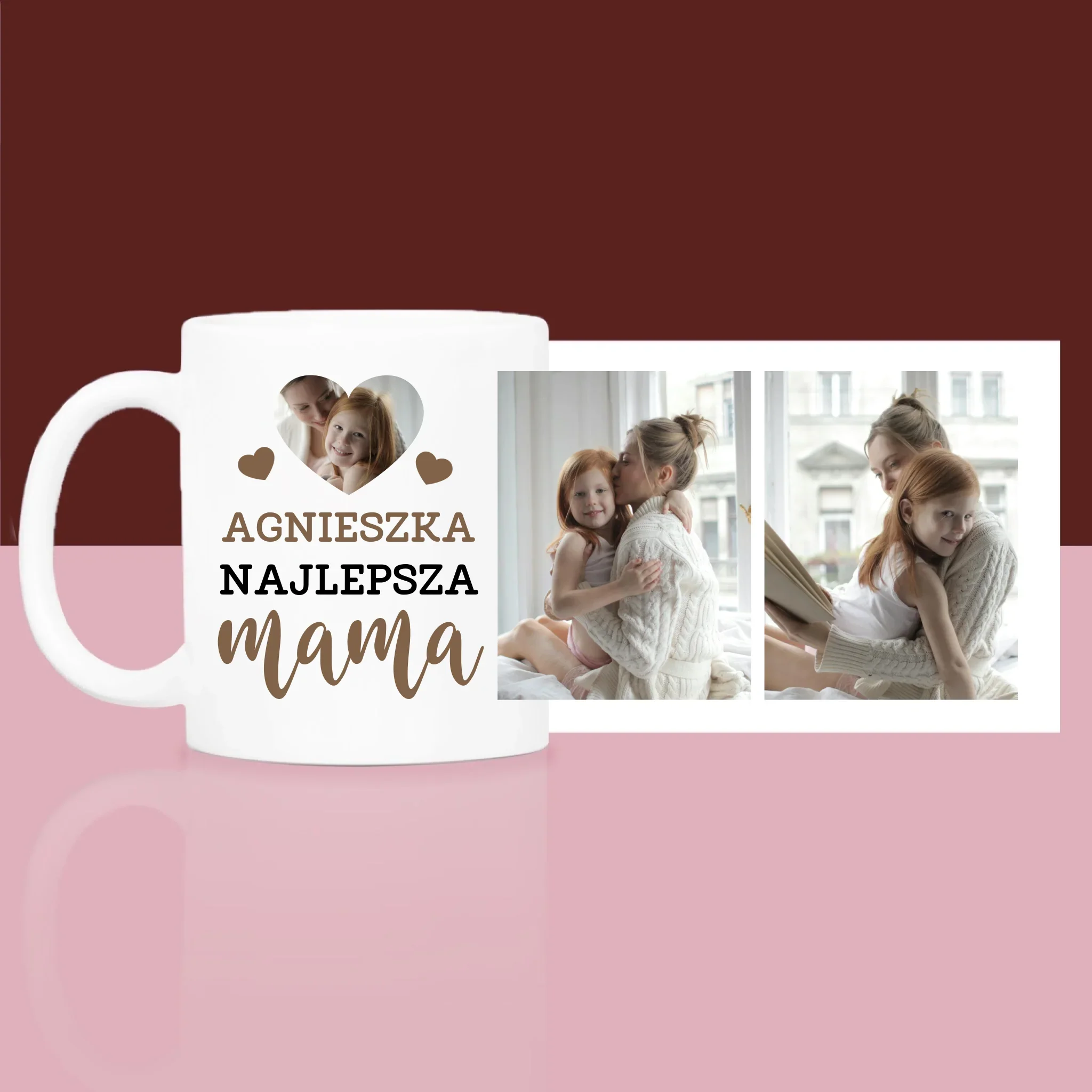 Fotokolaż: Najlepsza Mama Serce - Zestaw prezentowy z kubkiem i satynową opaską - Image 4