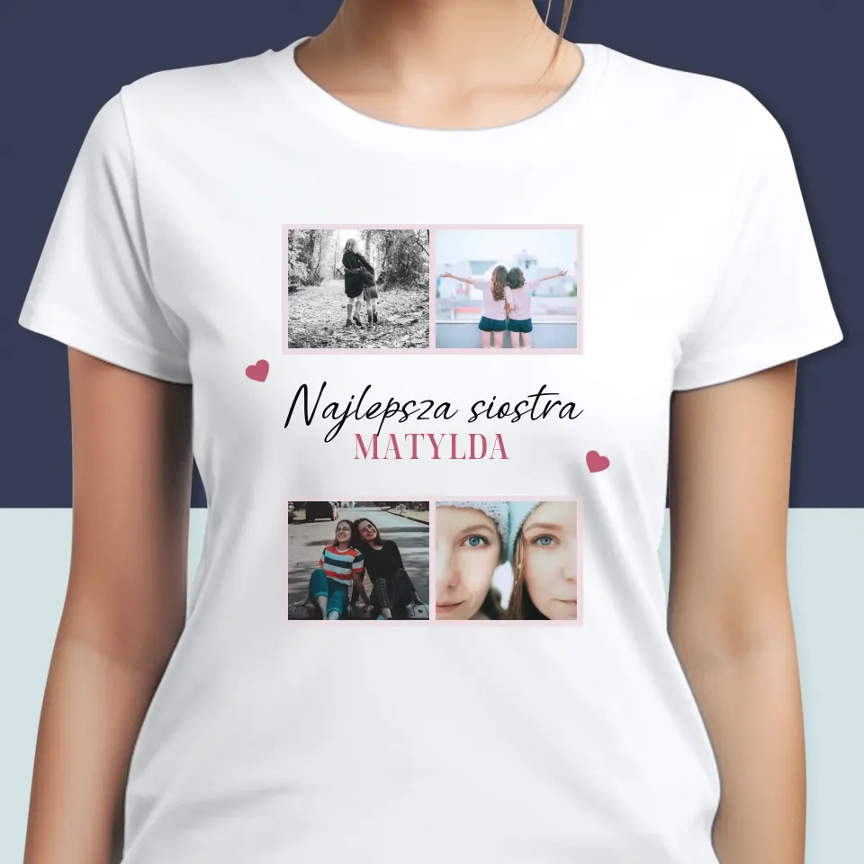 Fotokolaż: Najlepsza Siostra - Koszulka Damska z Nadrukiem - Image 2