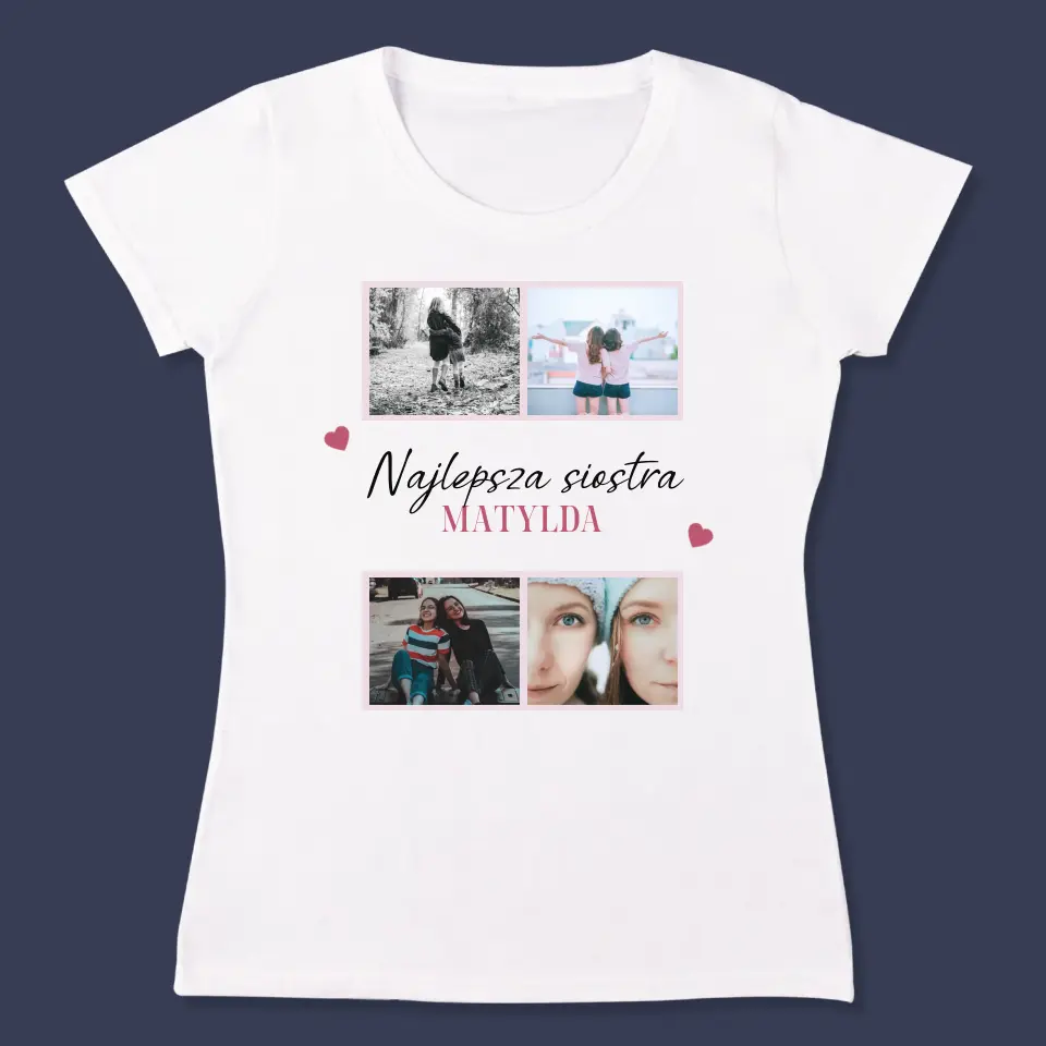 Fotokolaż: Najlepsza Siostra - Koszulka Damska z Nadrukiem - Image 3
