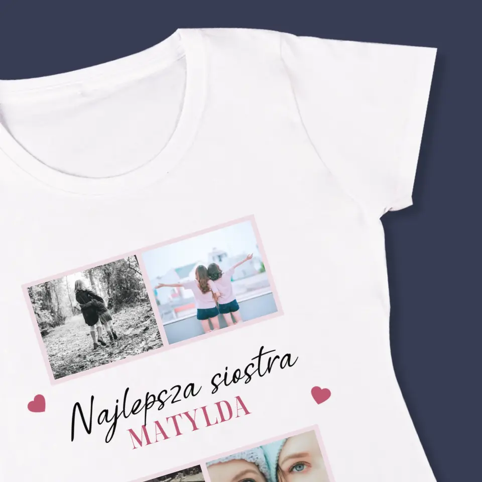 Fotokolaż: Najlepsza Siostra - Koszulka Damska z Nadrukiem - Image 4